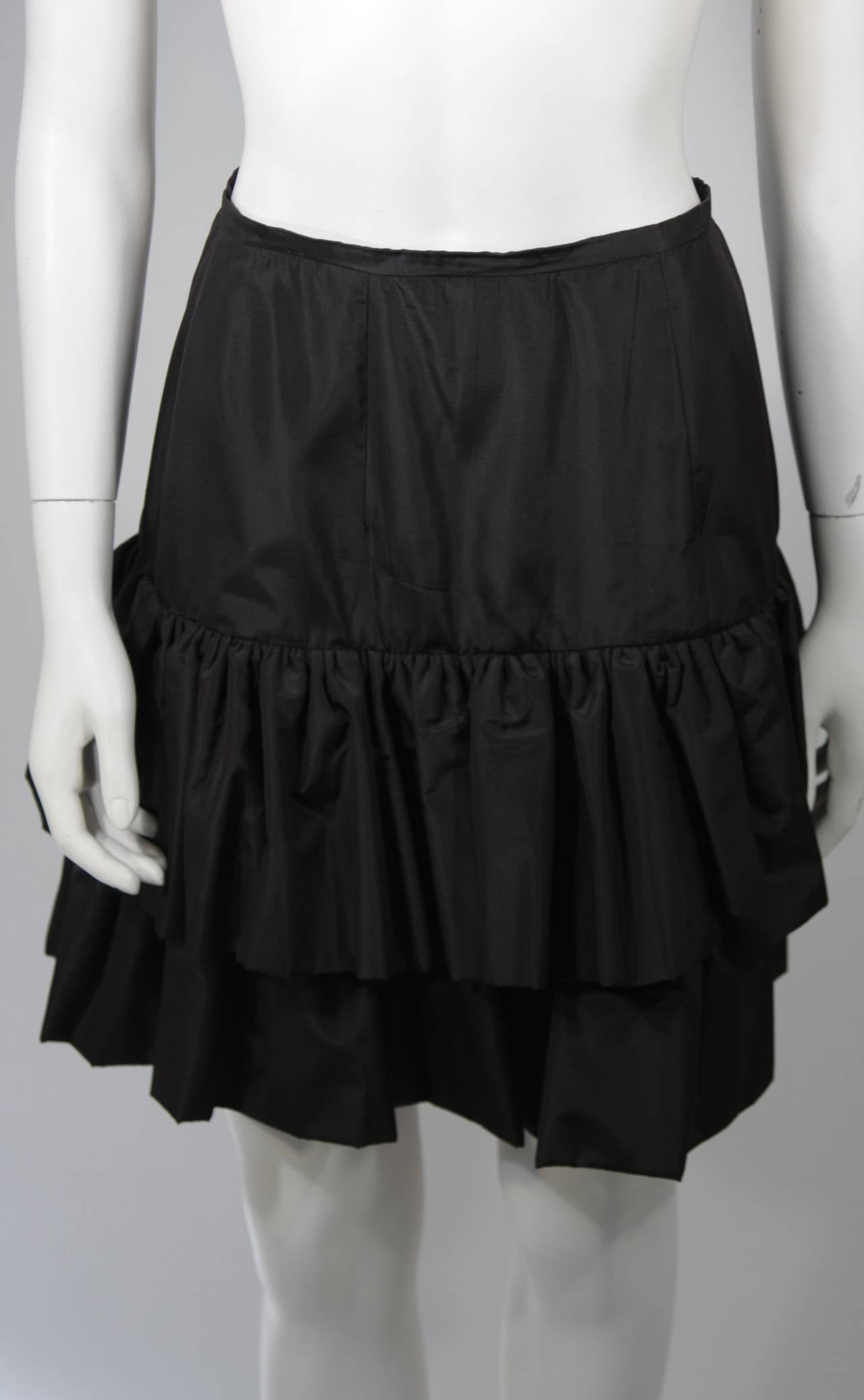 Galanos Black Velvet and Silk Flaired Skirt Cocktail Dress Size 2-4 5