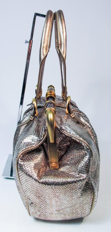 OSCAR DE LA RENTA Oversize Metallic Snakeskin Frame Handbag For Sale at ...