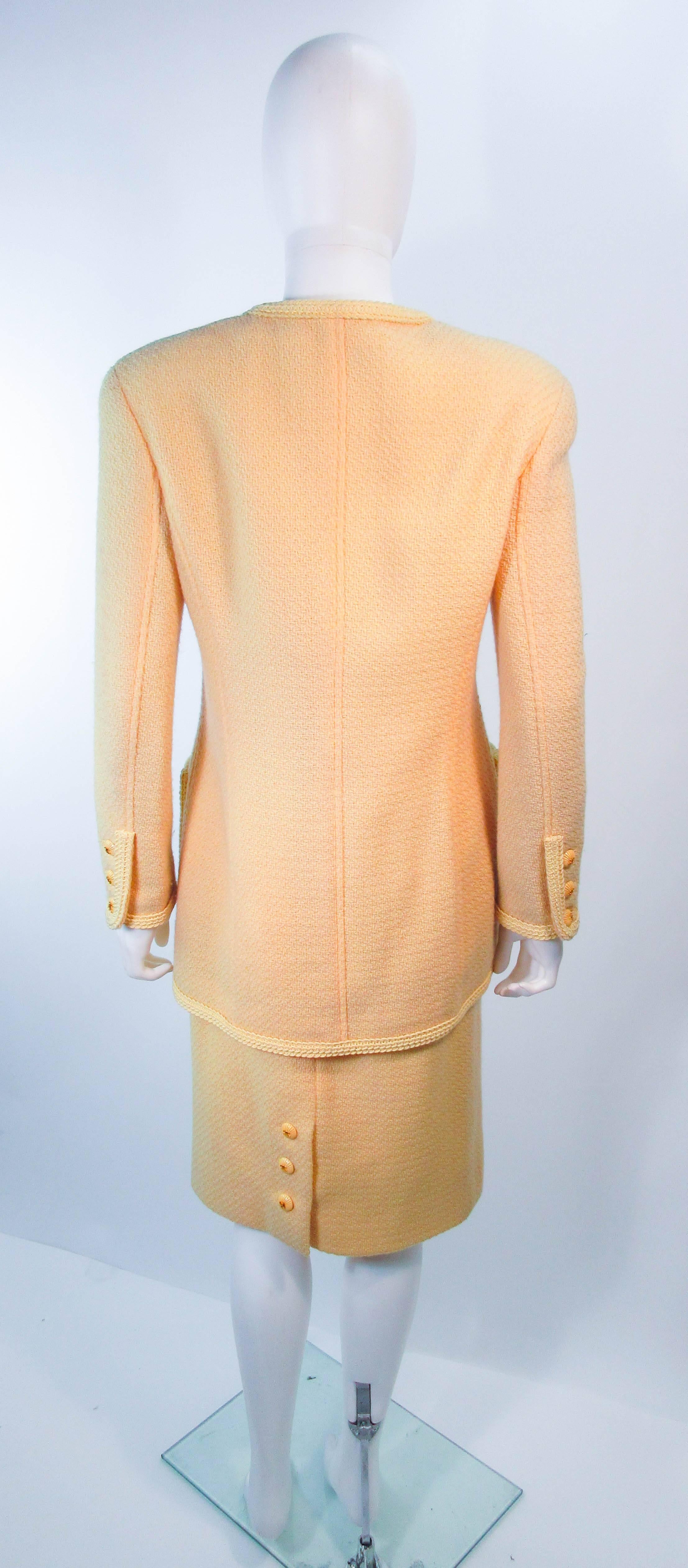 CHANEL Vintage Yellow Silk and Wool Boucle Skirt Suit Size 42 1993c 2