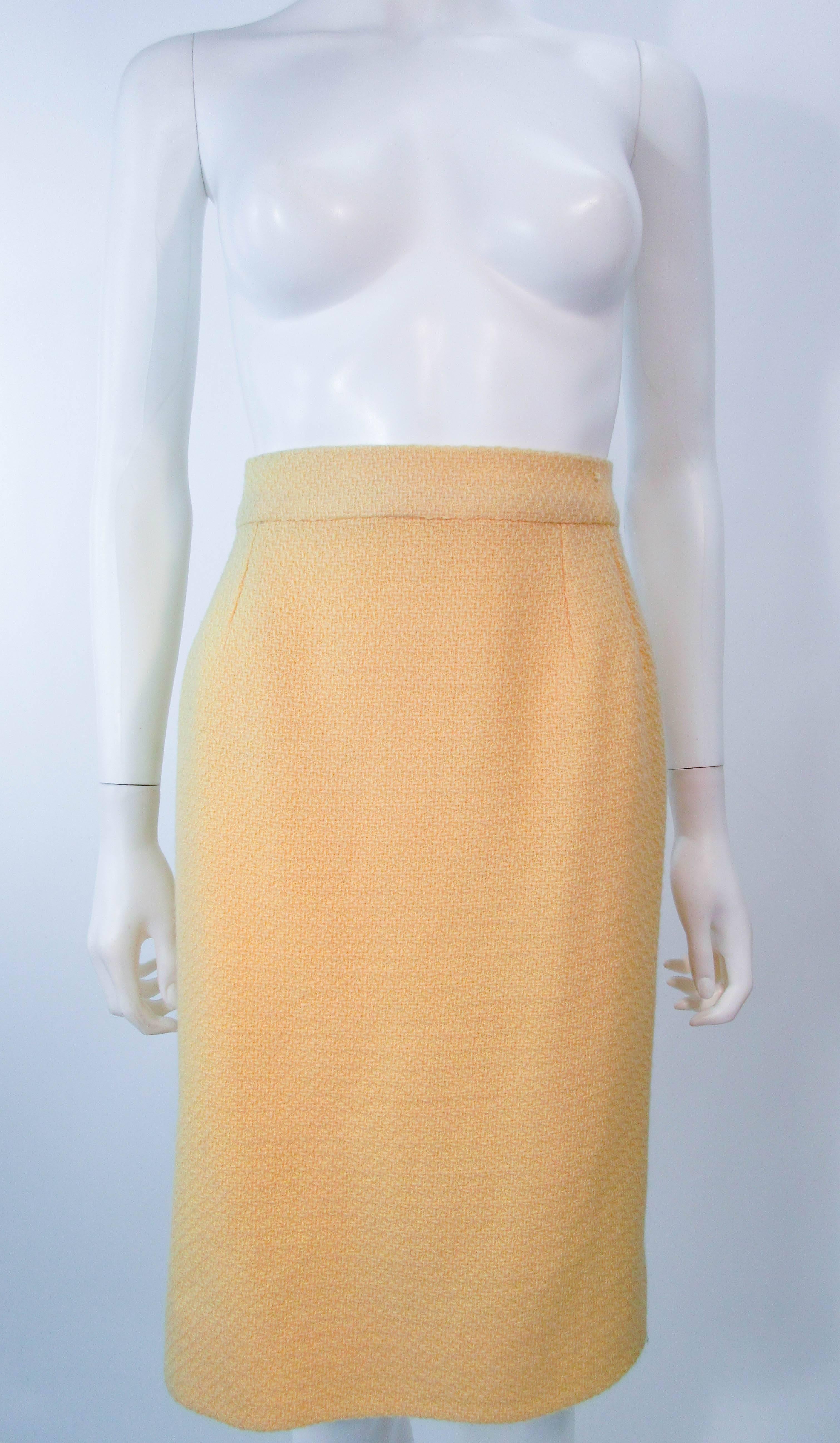 CHANEL Vintage Yellow Silk and Wool Boucle Skirt Suit Size 42 1993c 4