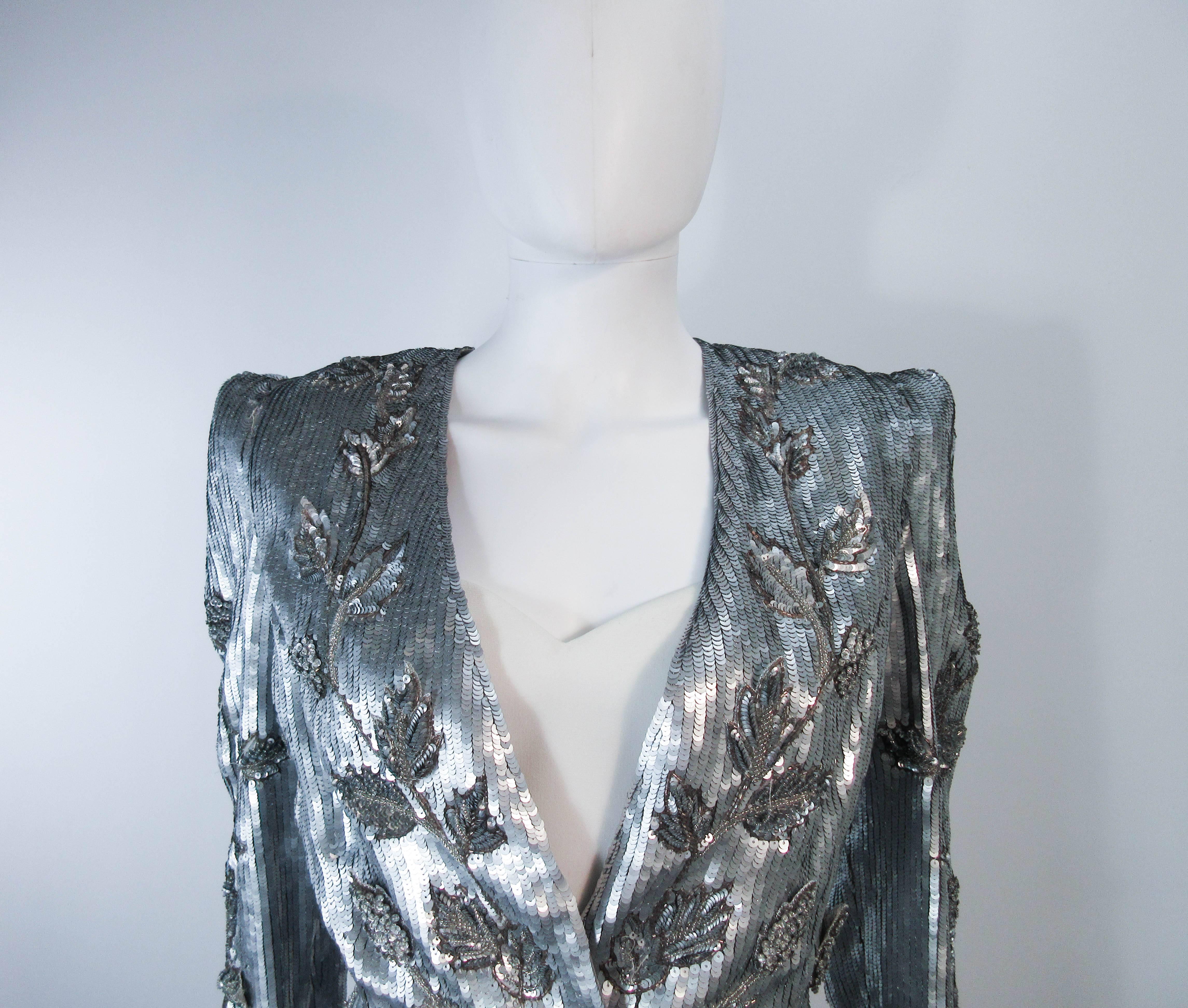 Argent CAROLINA HERRERA Veste argentée perlée et paillettes avec haut 8 10 en vente