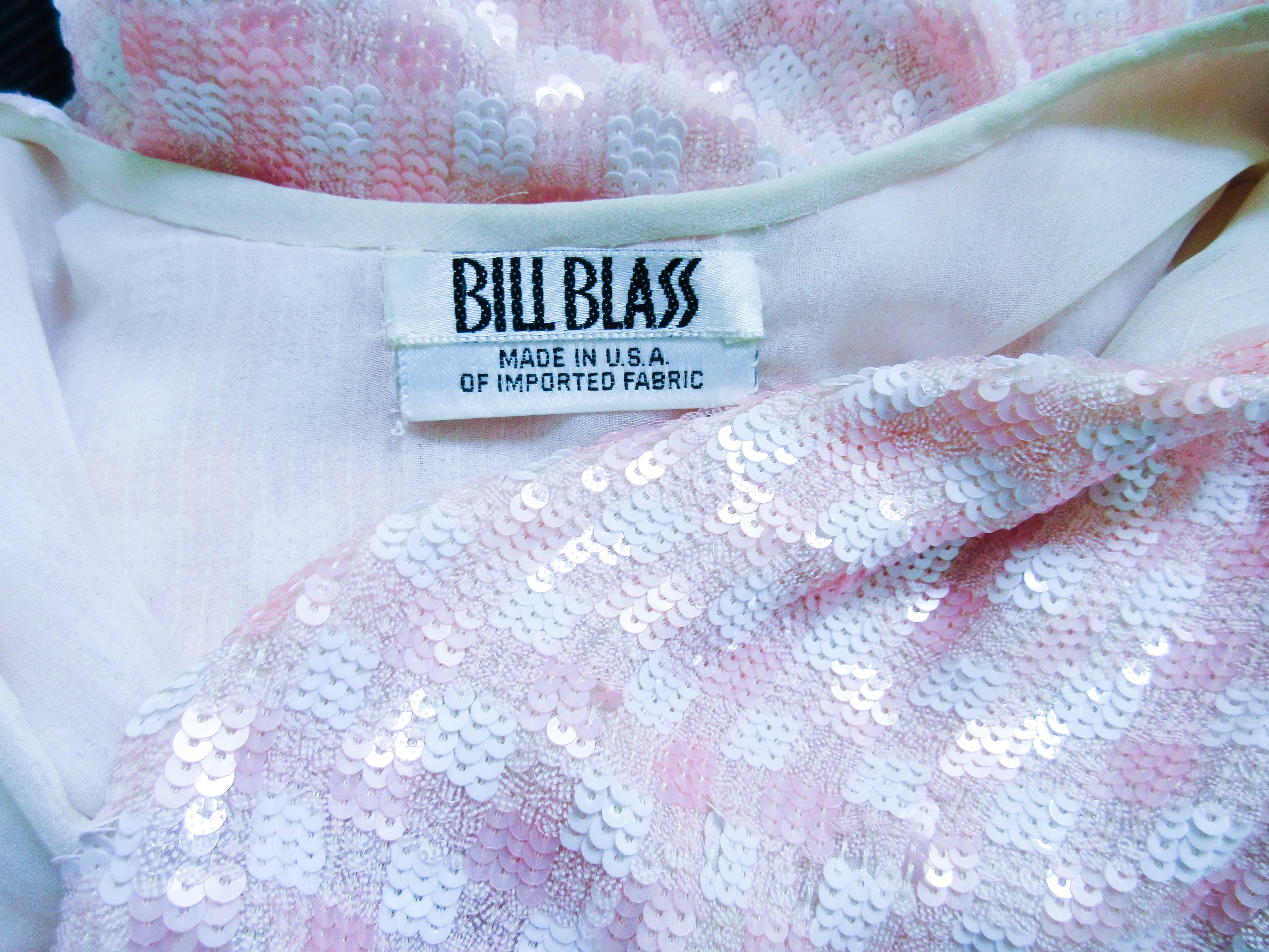 BILL BLASS Vintage Pink and White Sequin Blouse Size 4 6 5