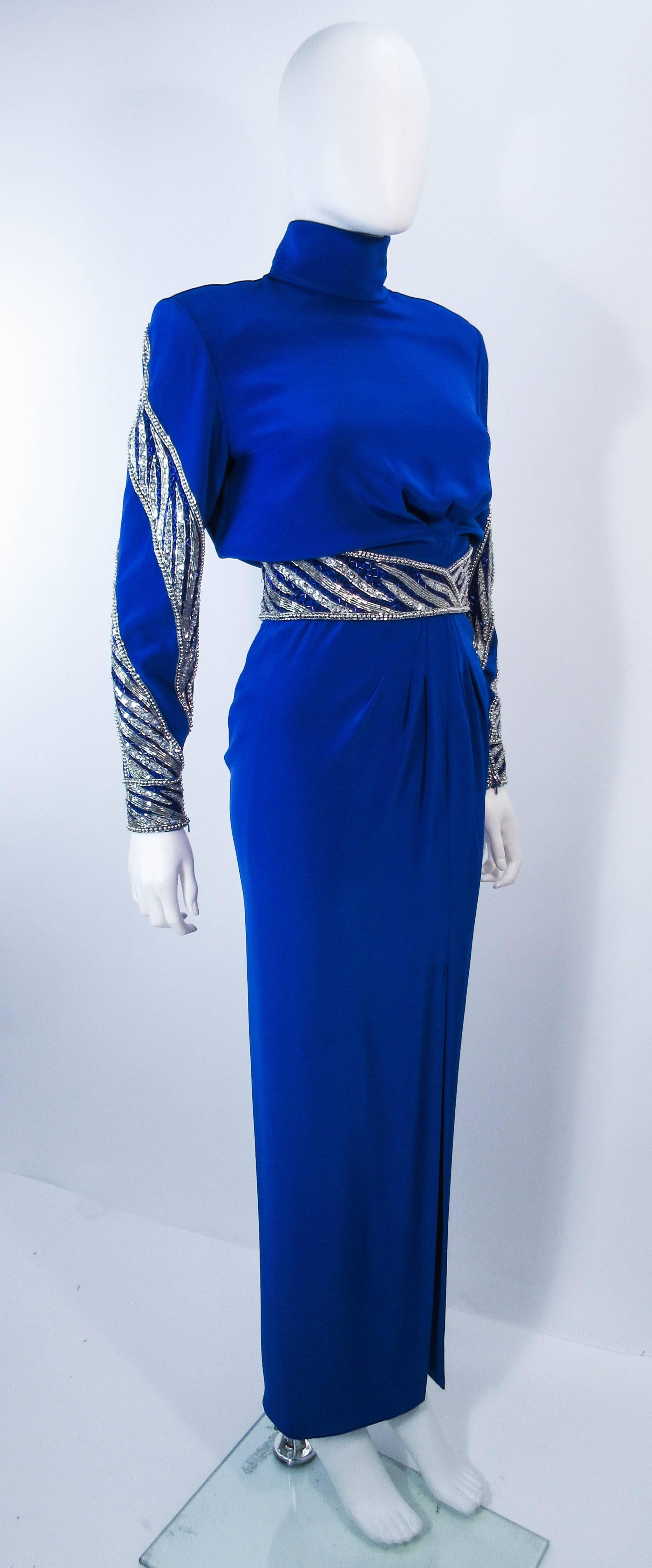 BOB MACKIE Royal Blue Gown with Beaded Applique Size 4 6  1