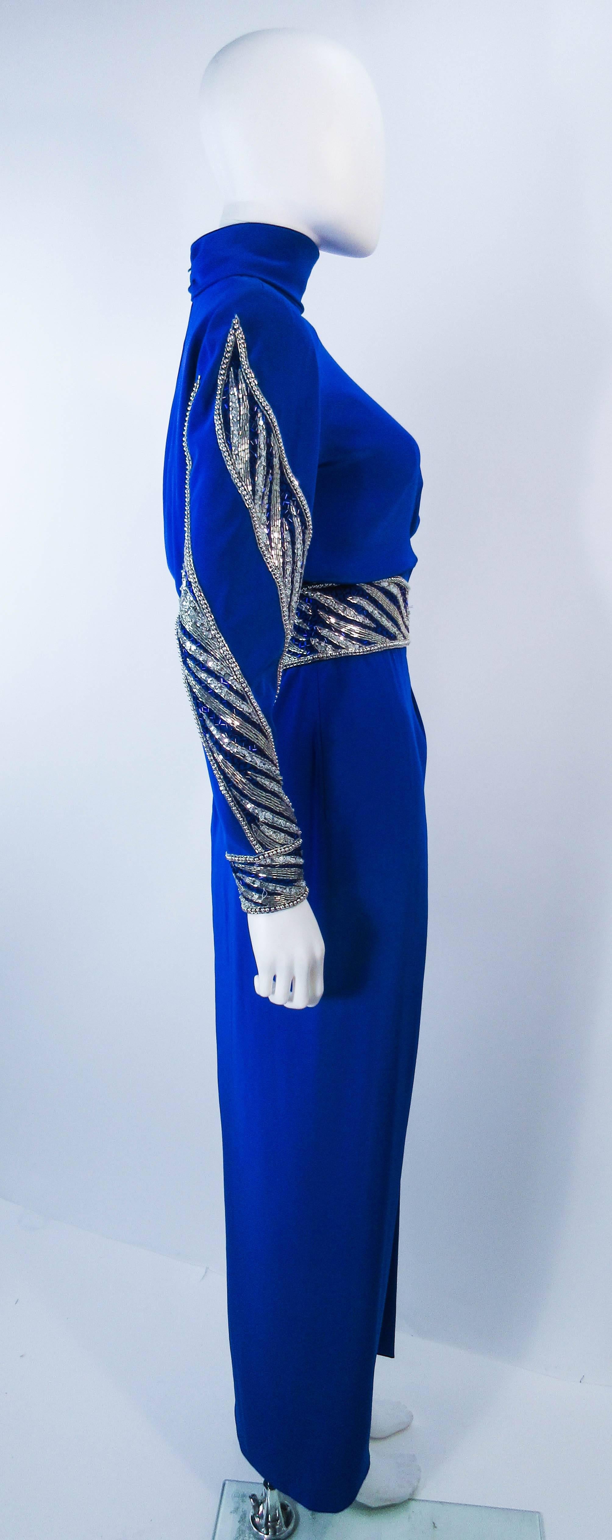 BOB MACKIE Royal Blue Gown with Beaded Applique Size 4 6  3