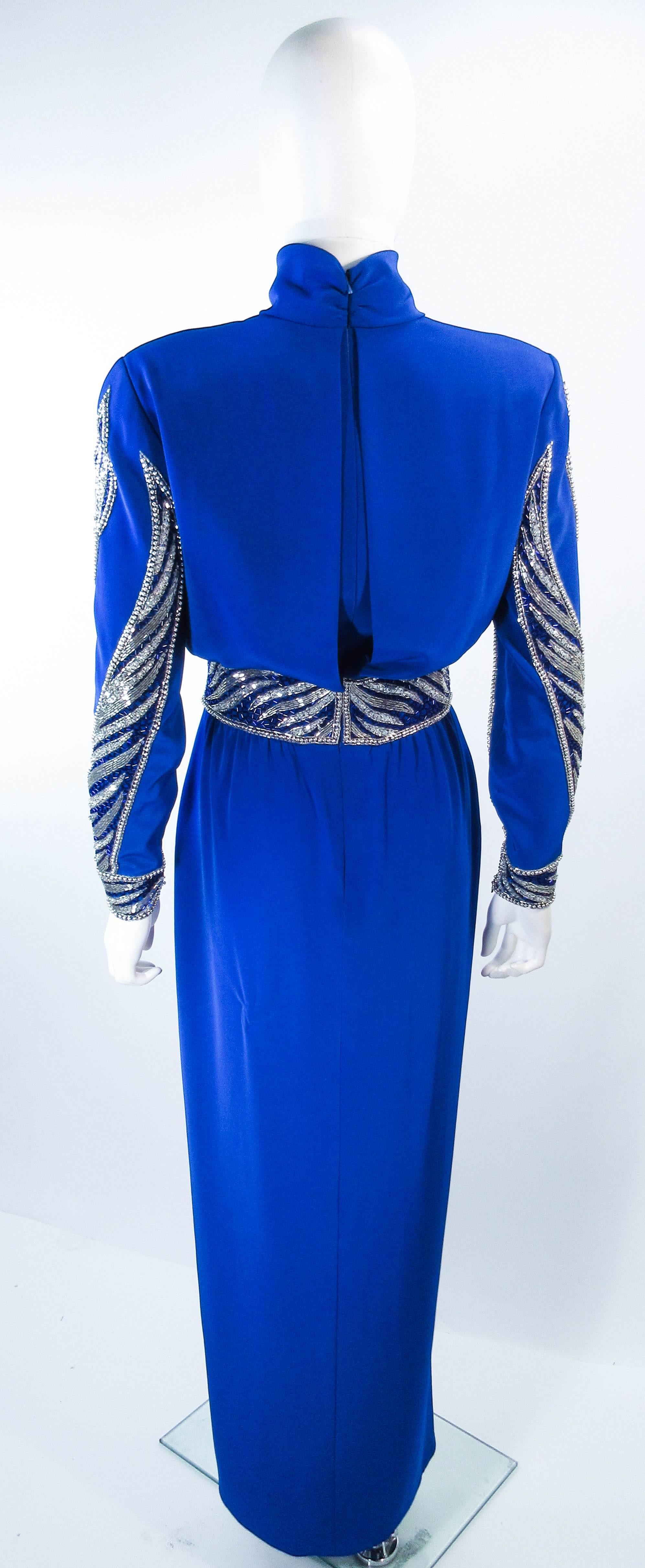 BOB MACKIE Royal Blue Gown with Beaded Applique Size 4 6  4