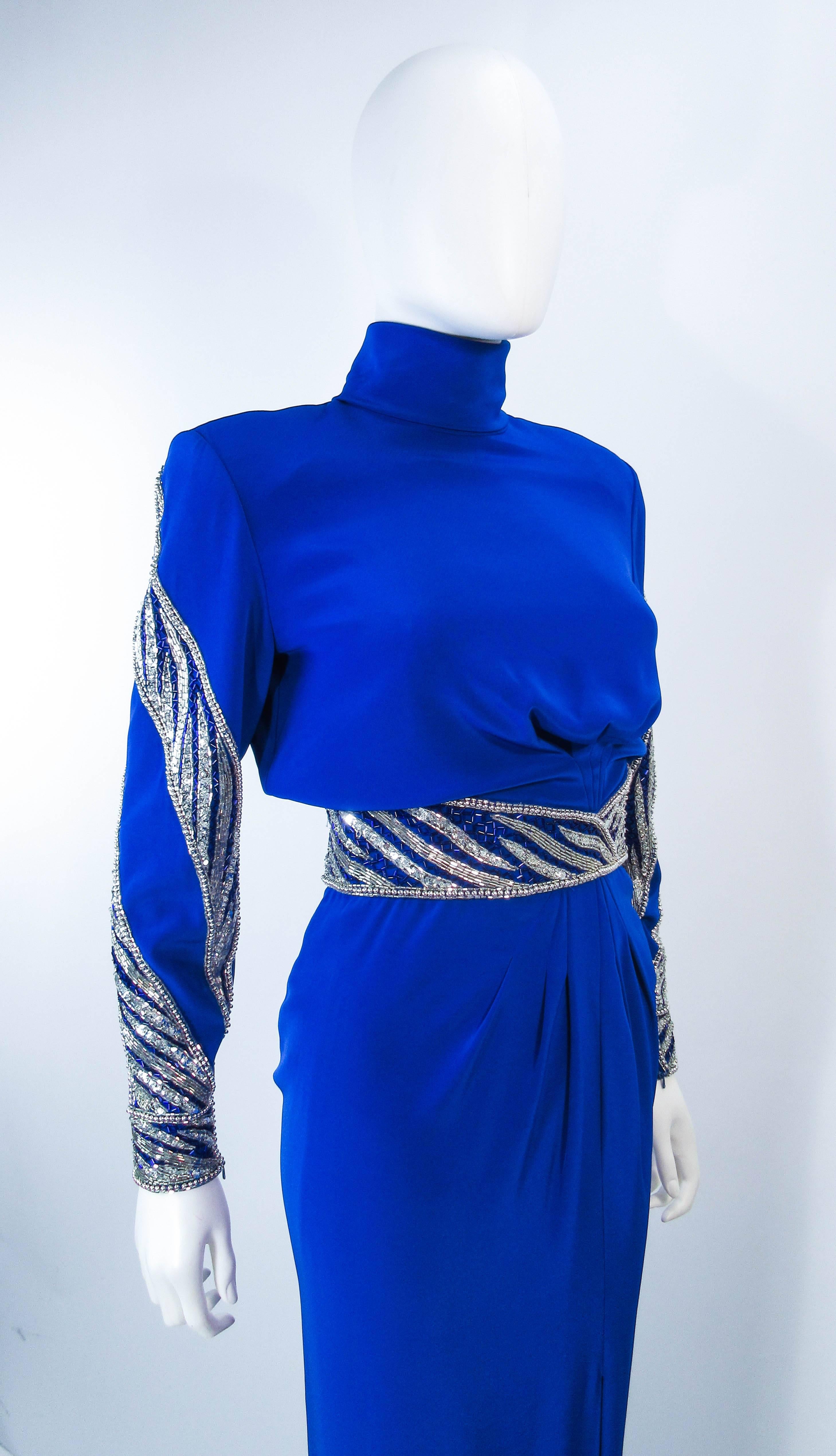 BOB MACKIE Royal Blue Gown with Beaded Applique Size 4 6  2