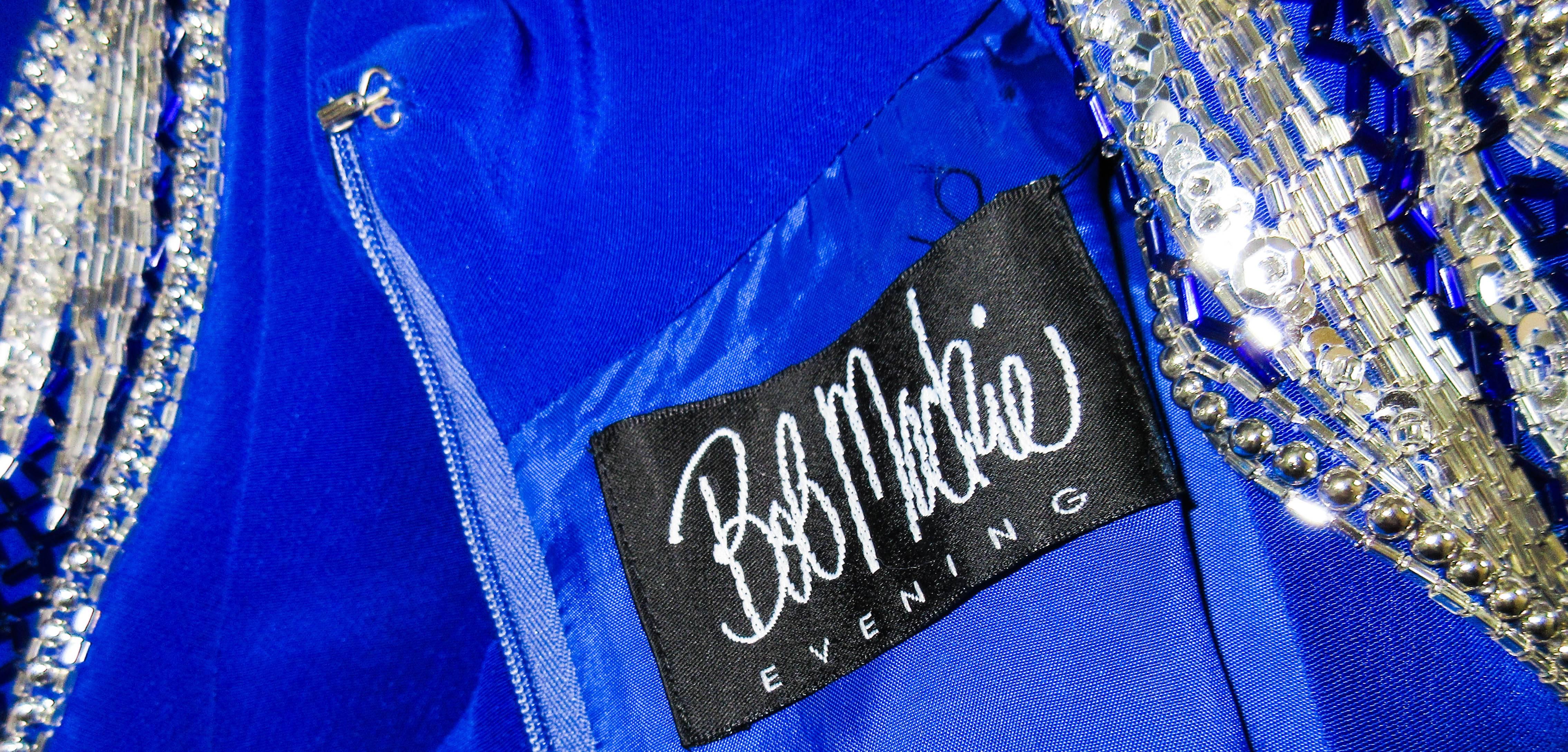 BOB MACKIE Royal Blue Gown with Beaded Applique Size 4 6  6