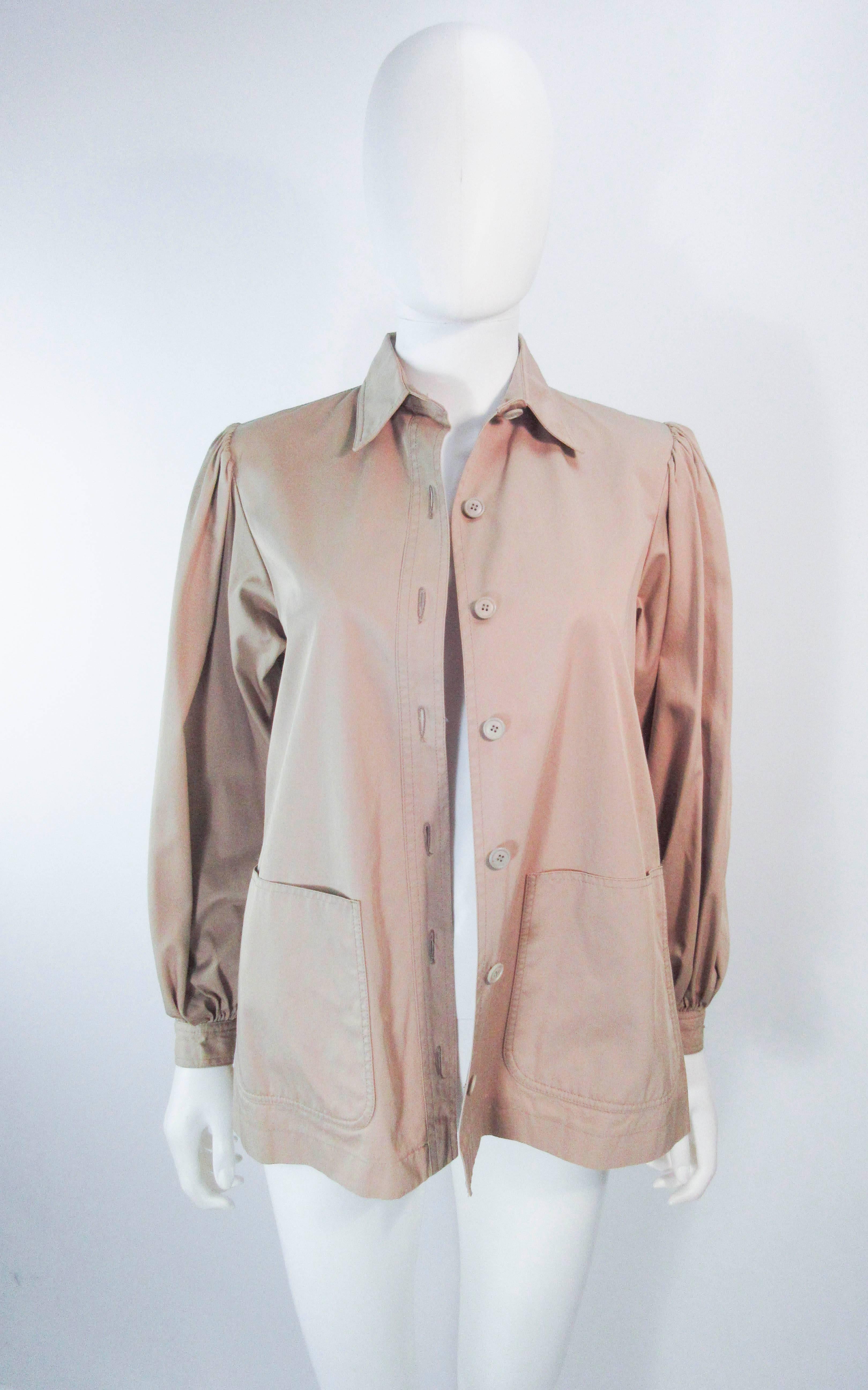 Brown YVES SAINT LAURENT Safari Style Shirt with Pockets