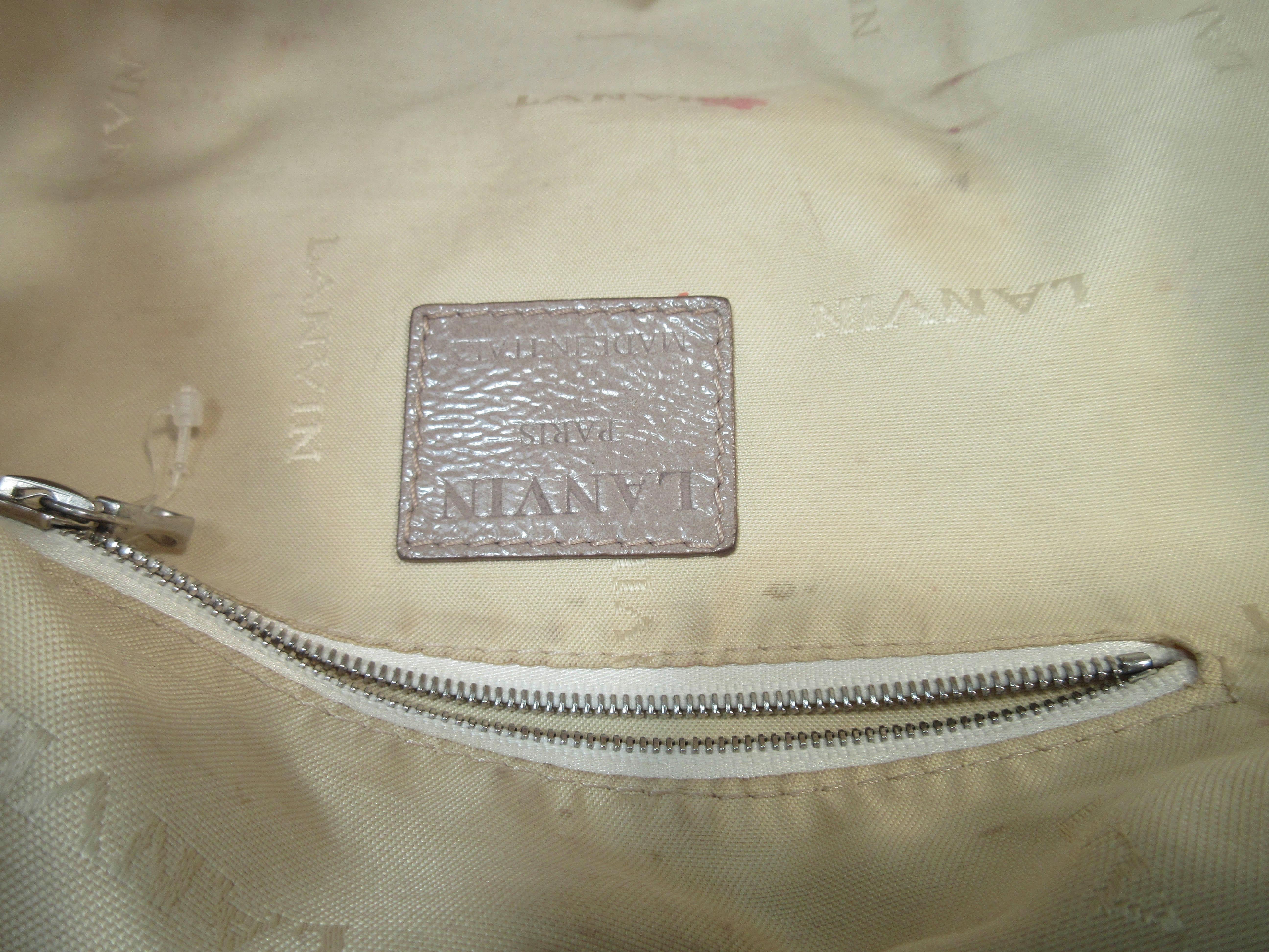 Lanvin Patent Taupe Carry All Handbag with Silver Hardware  5