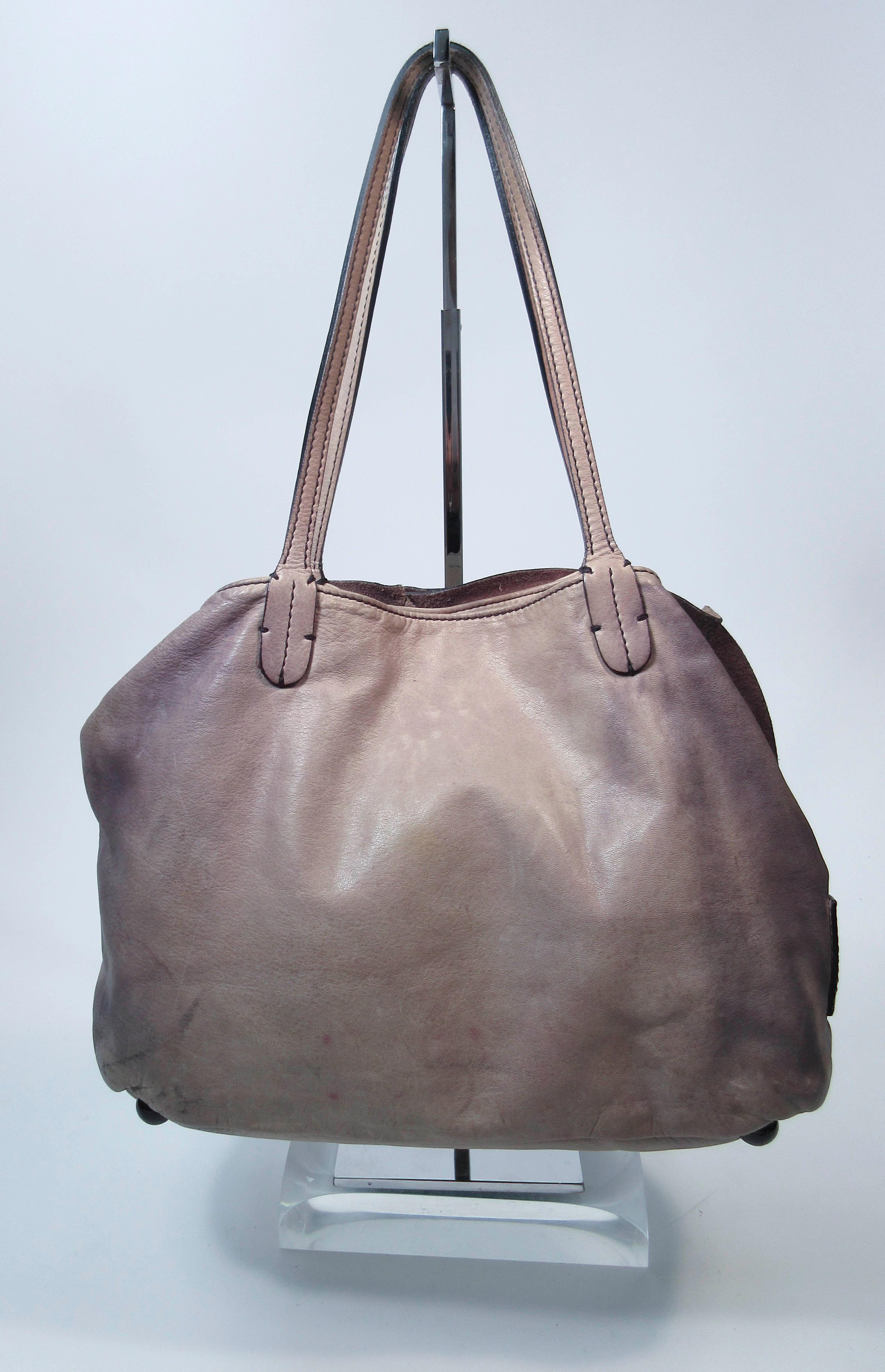 VALENTINO Distressed Rosebud Grey Leather Shopper Handbag at 1stDibs ...