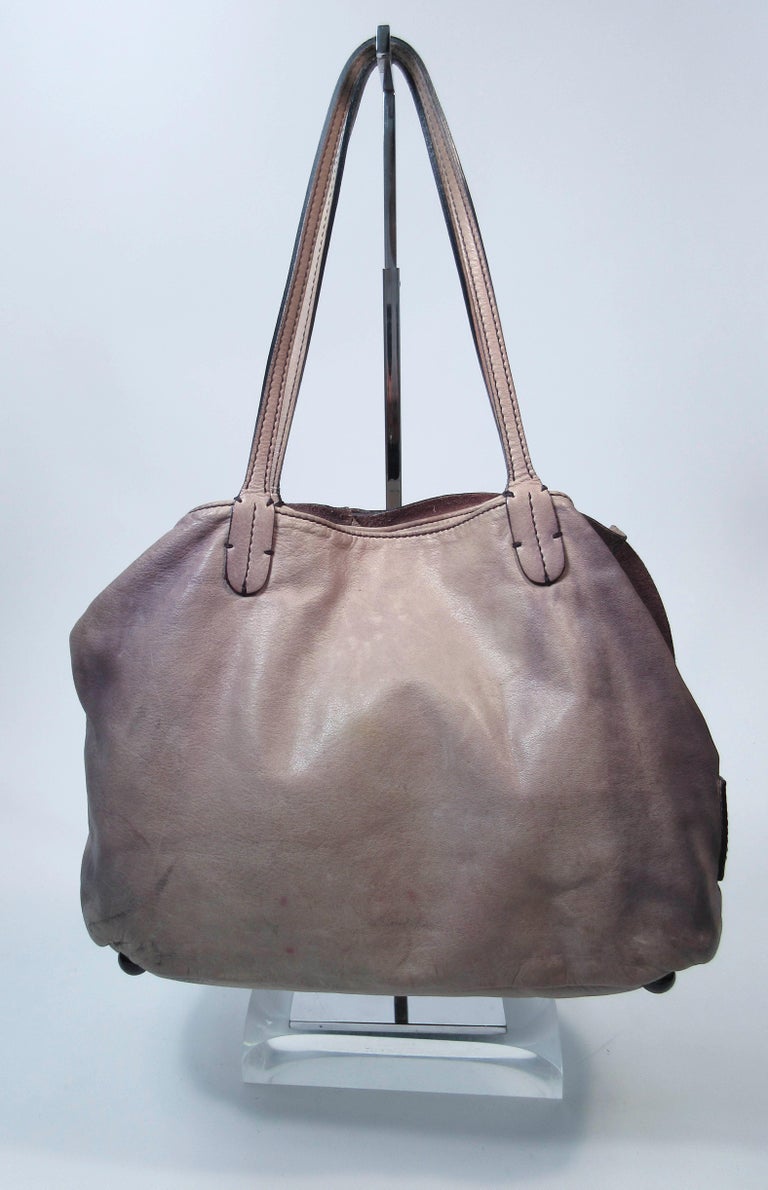 VALENTINO Distressed Rosebud Grey Leather Shopper Handbag For Sale at ...