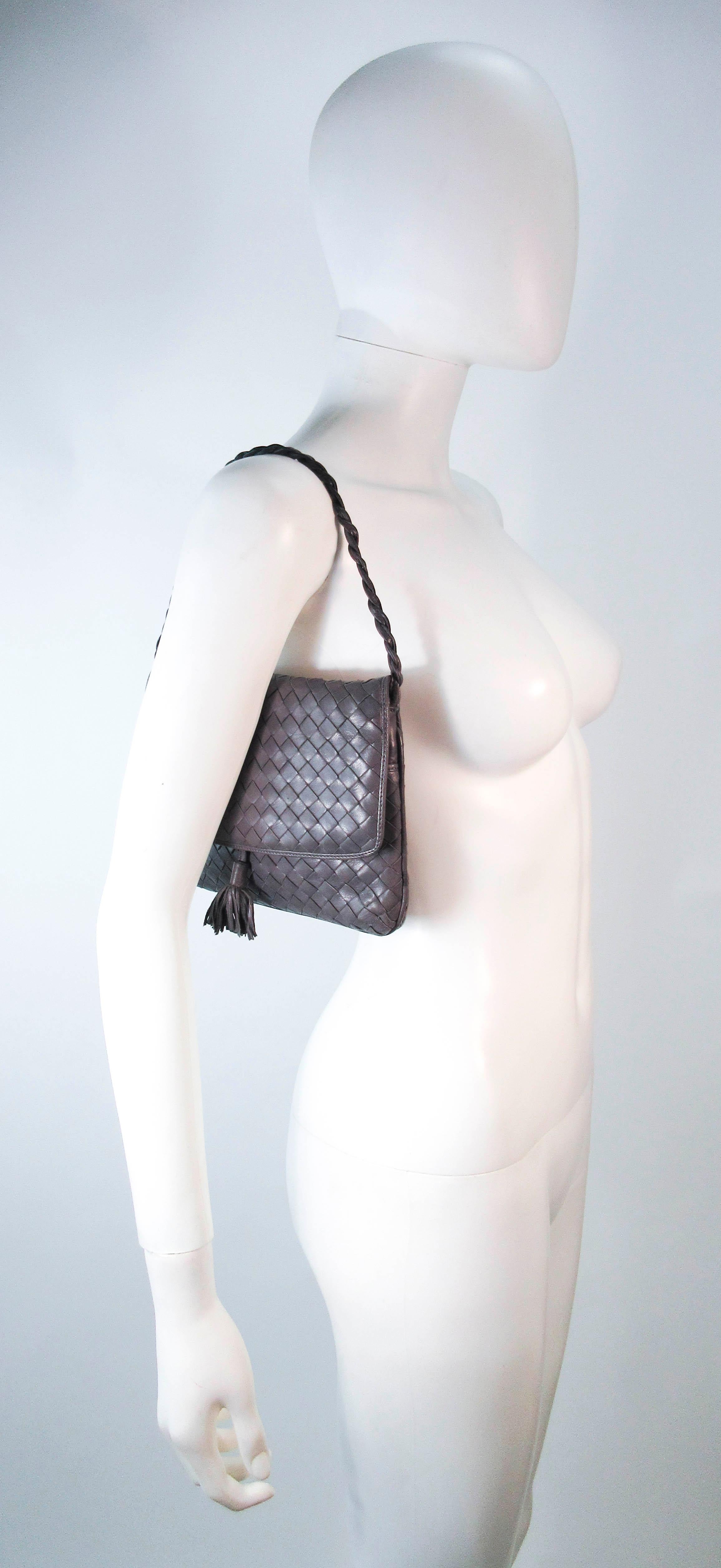 BOTTEGA VENETA Grey Woven Leather Handbag with Tassel 8