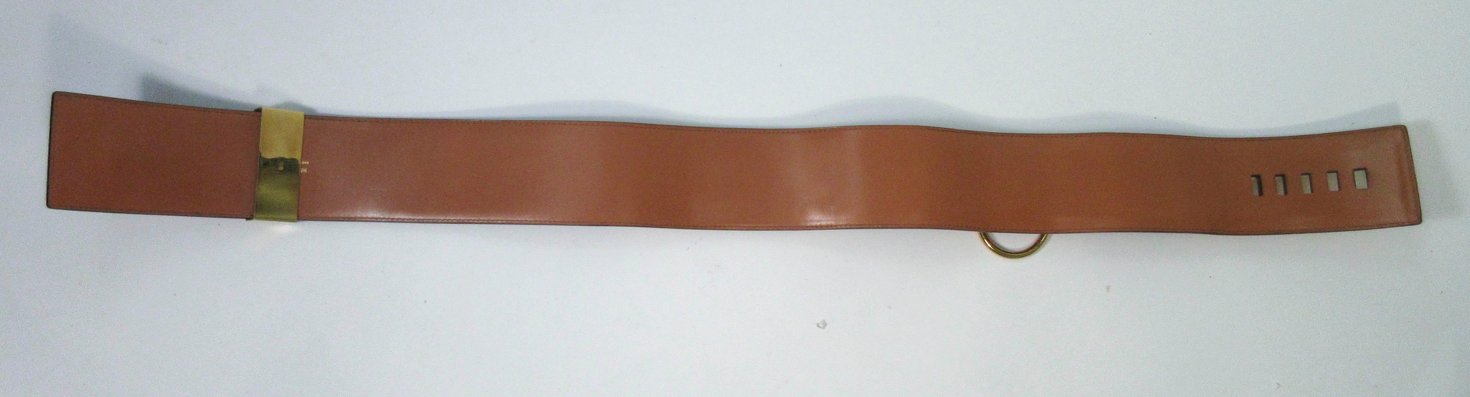 Women's HERMES Collier De Chien Vintage Brown Leather Belt with Gold Hardware Size Large