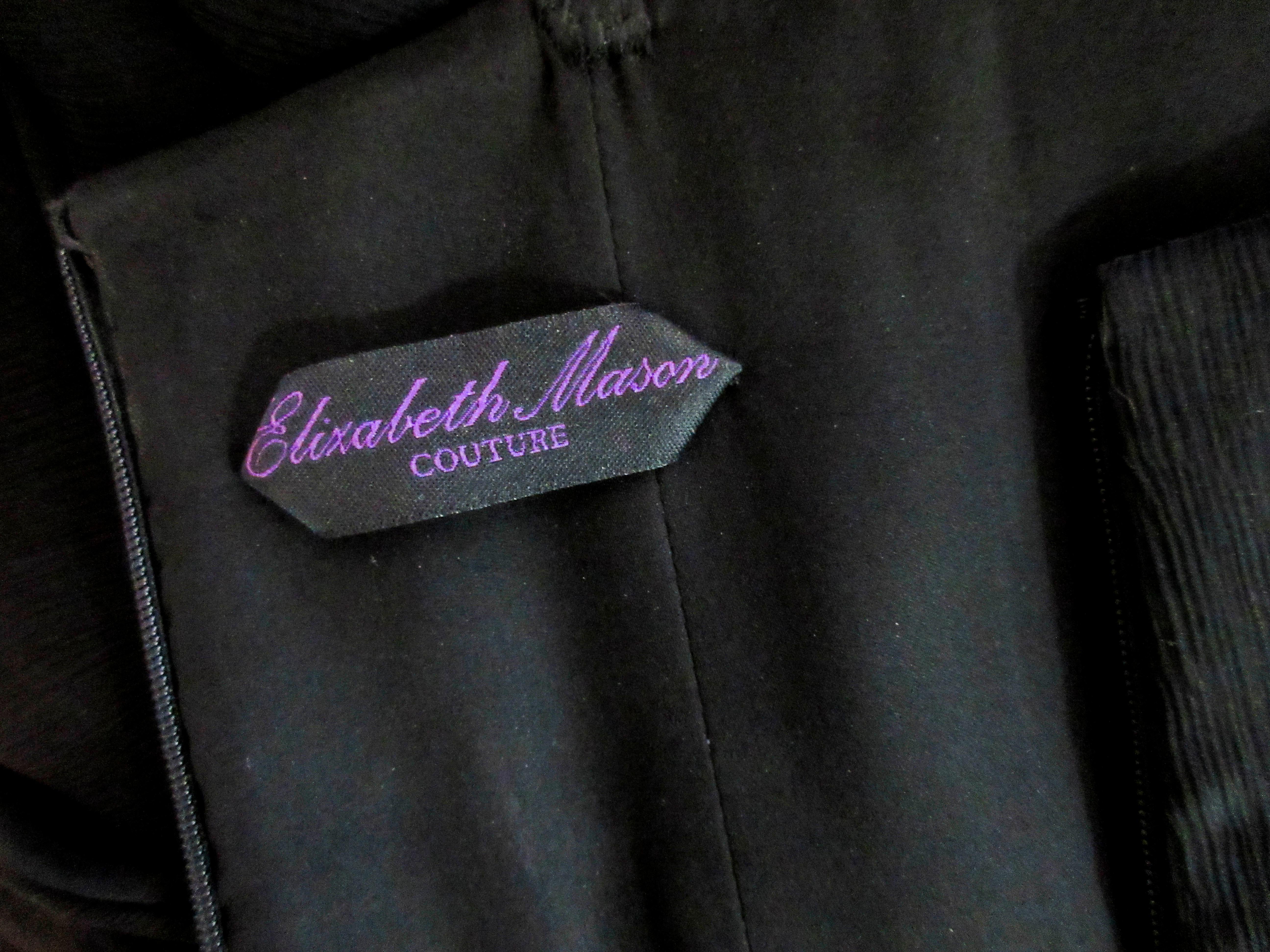 ELIZABETH MASON COUTURE 'LIZETTE' Black Silk Chiffon Gown  For Sale 8