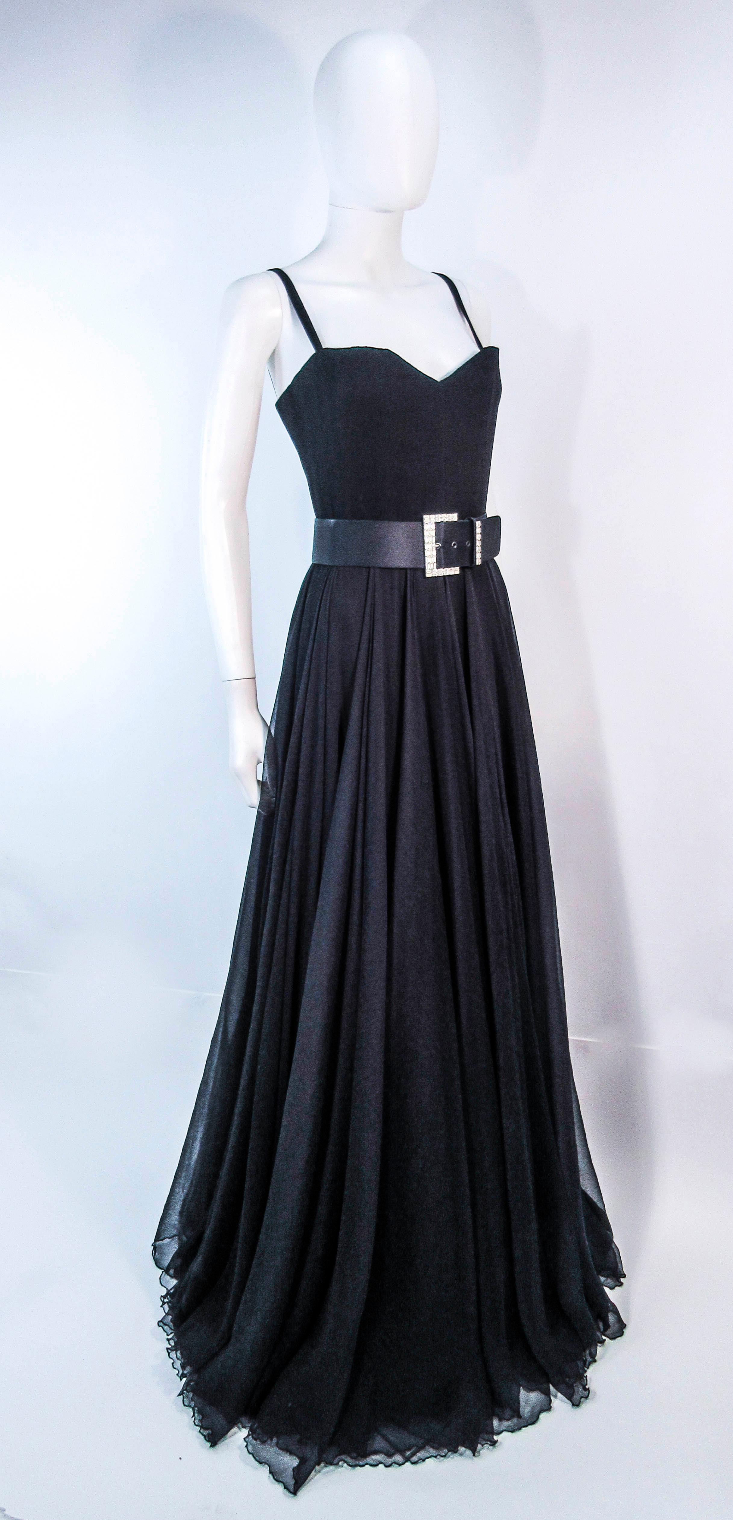 ELIZABETH MASON COUTURE 'LIZETTE' Black Silk Chiffon Gown  For Sale 3
