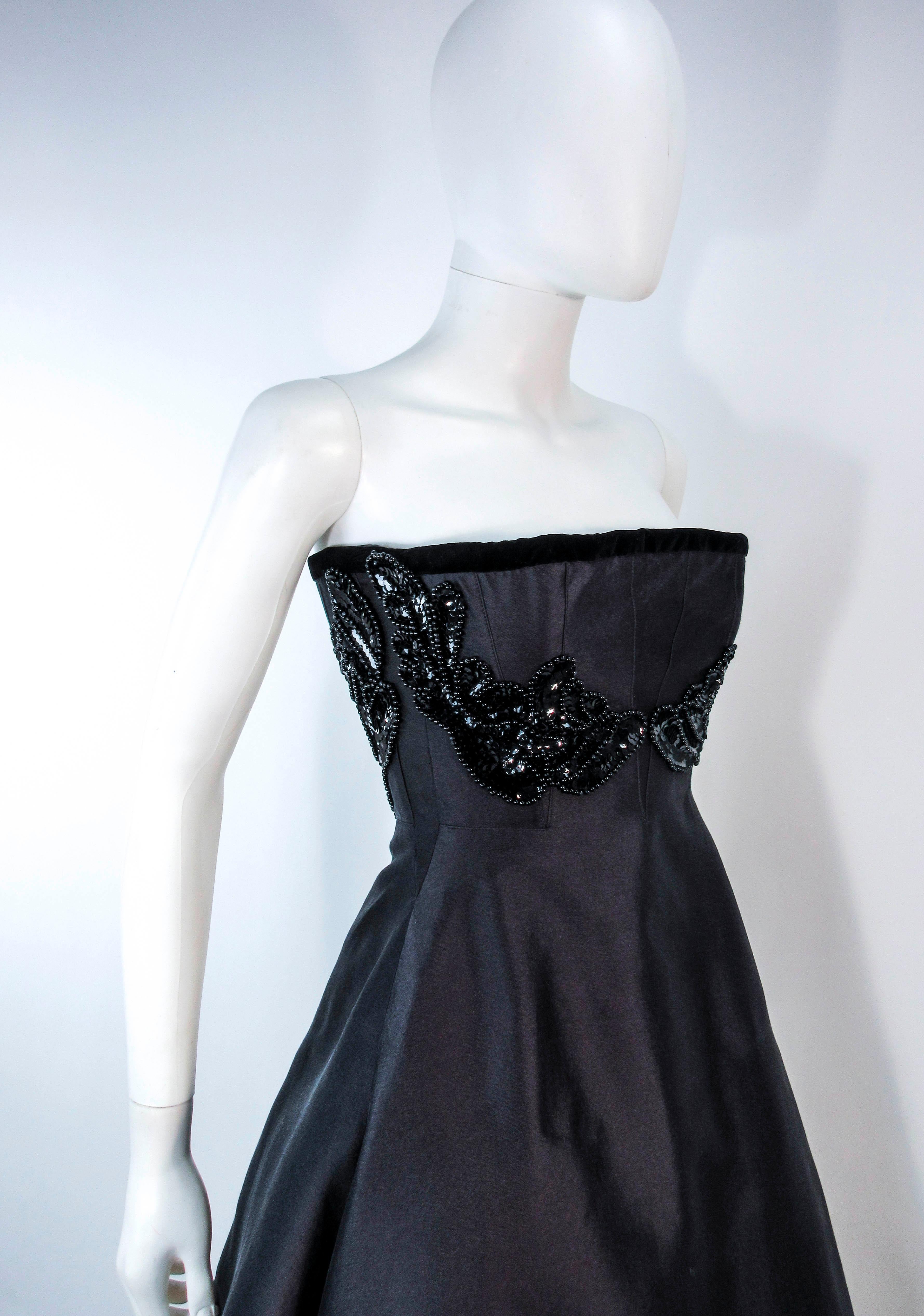 ELIZABETH MASON COUTURE Custom Vintage Black Silk Cocktail Dress Embellished 2