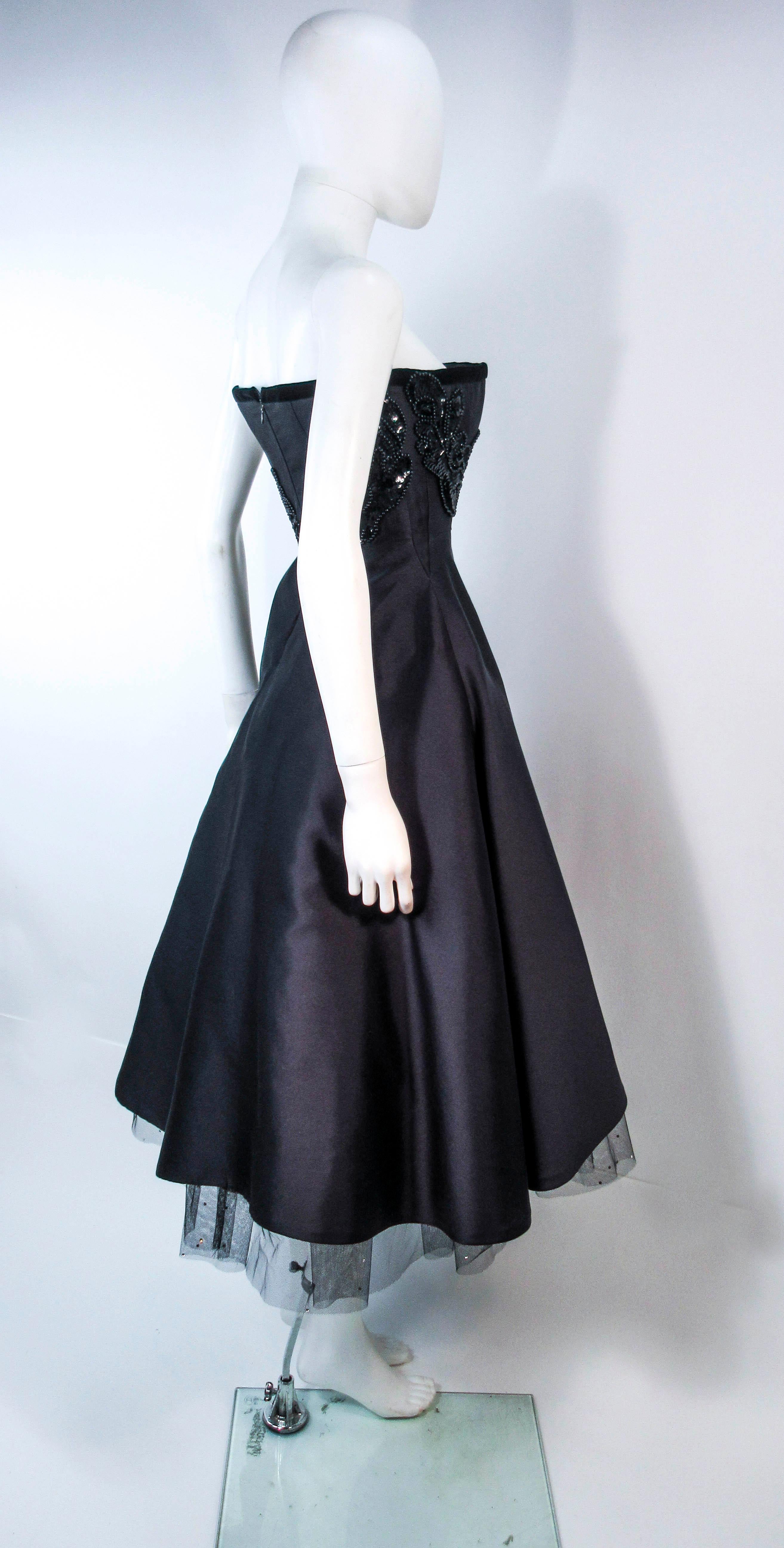 ELIZABETH MASON COUTURE Custom Vintage Black Silk Cocktail Dress Embellished 3