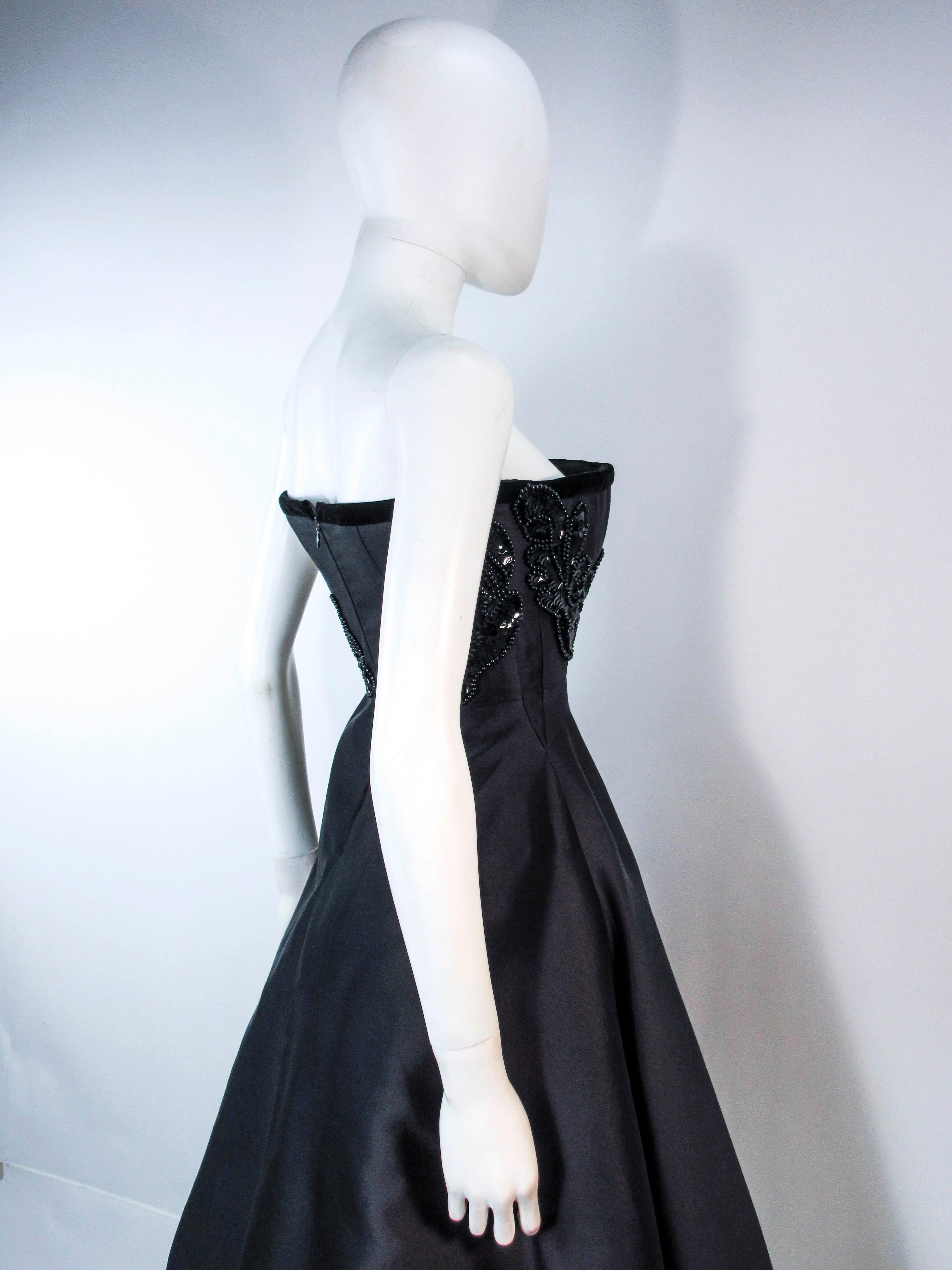 ELIZABETH MASON COUTURE Custom Vintage Black Silk Cocktail Dress Embellished 4