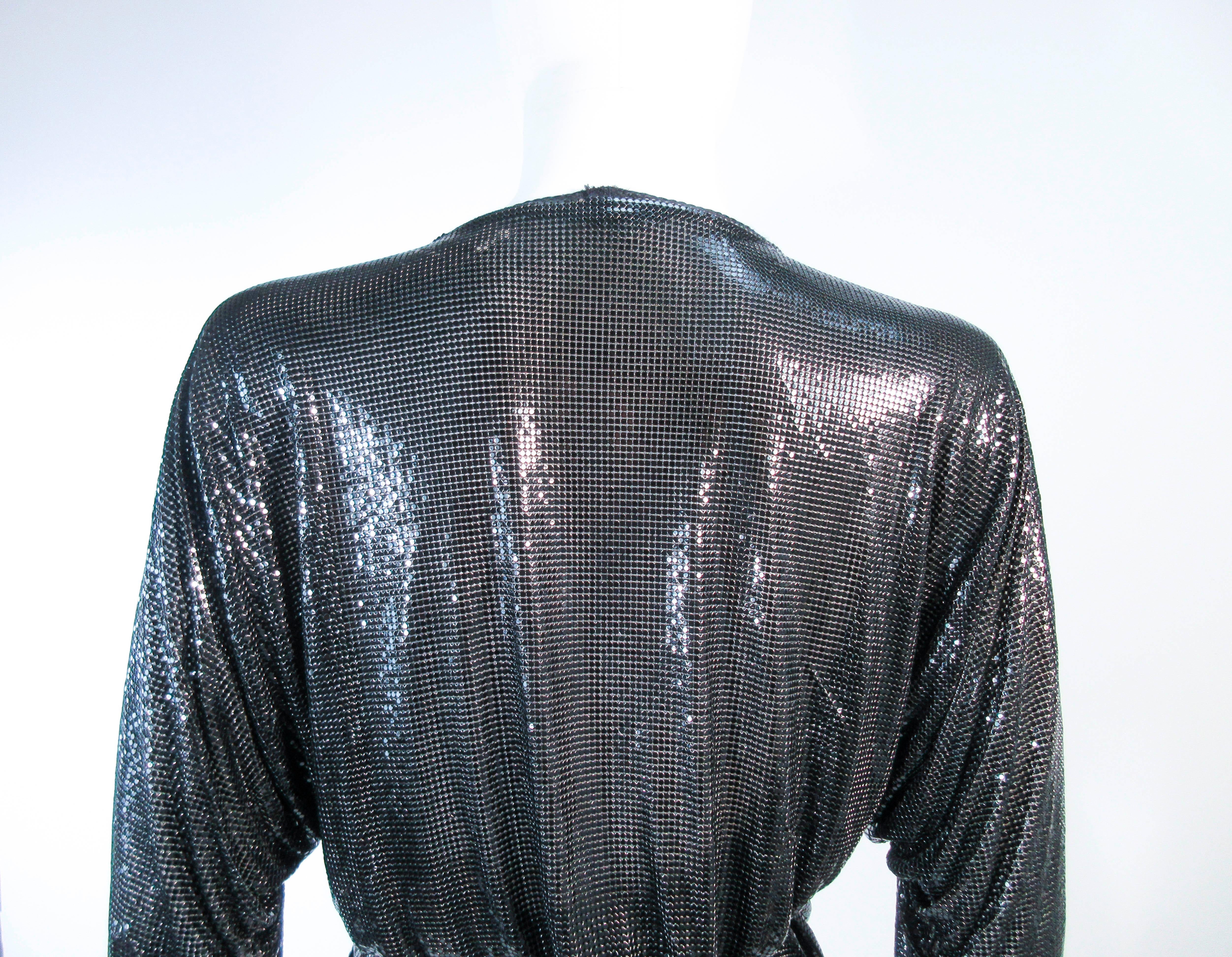 WHITING & DAVIS Black Mesh Draped Batwing Jacket with Belt Size M/L 7