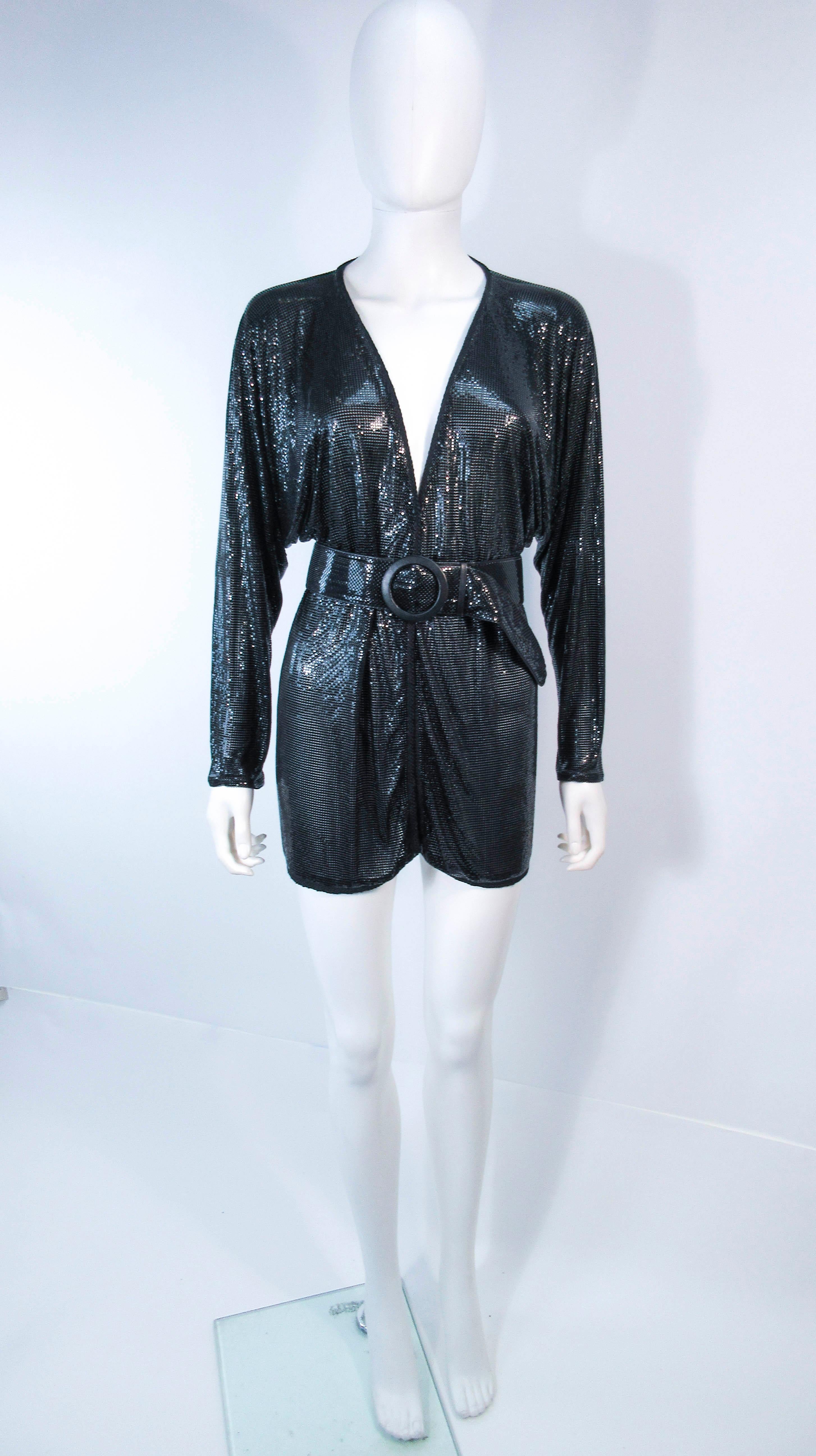 Women's WHITING & DAVIS Black Mesh Draped Batwing Jacket with Belt Size M/L