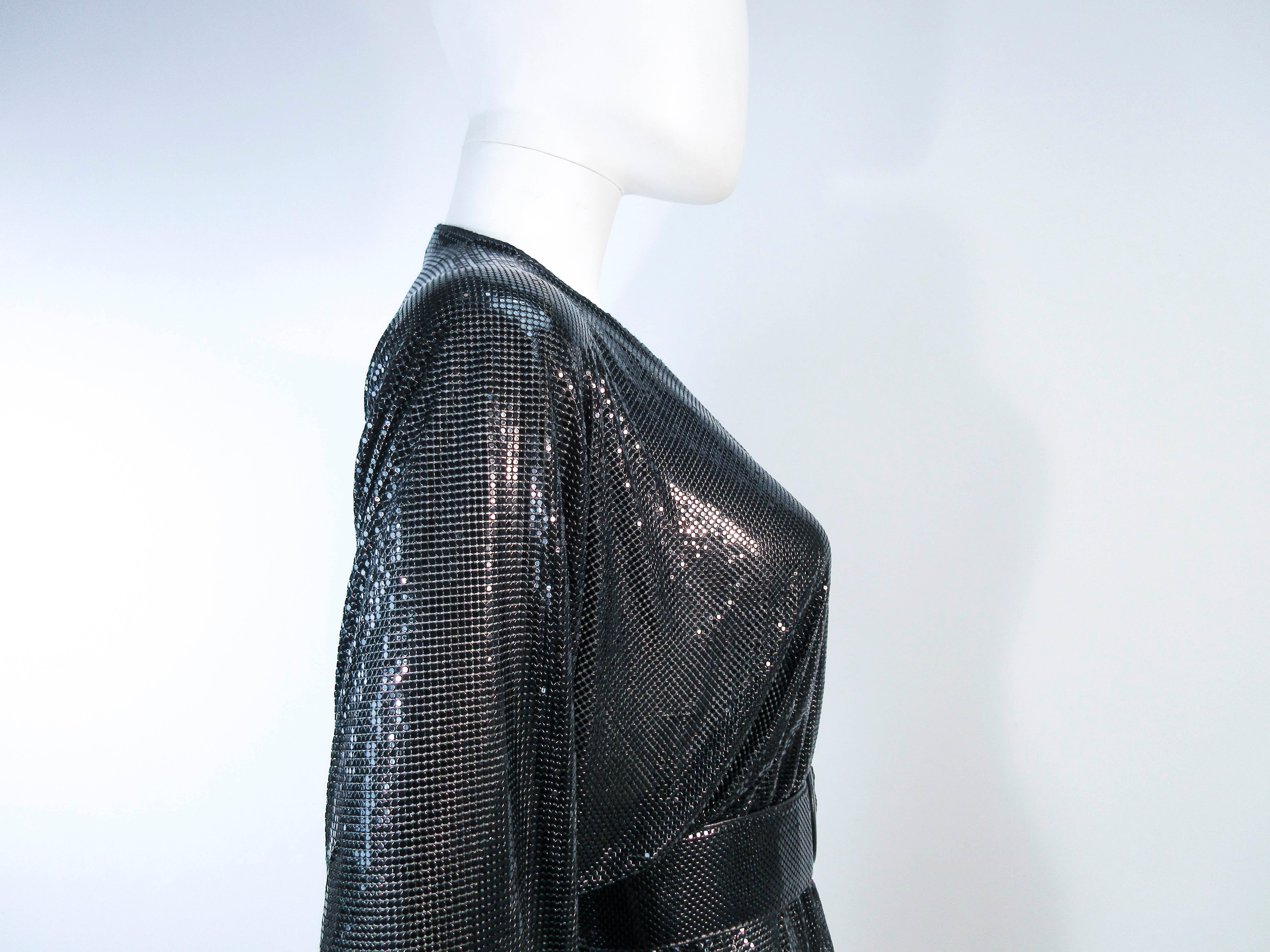 WHITING & DAVIS Black Mesh Draped Batwing Jacket with Belt Size M/L 5