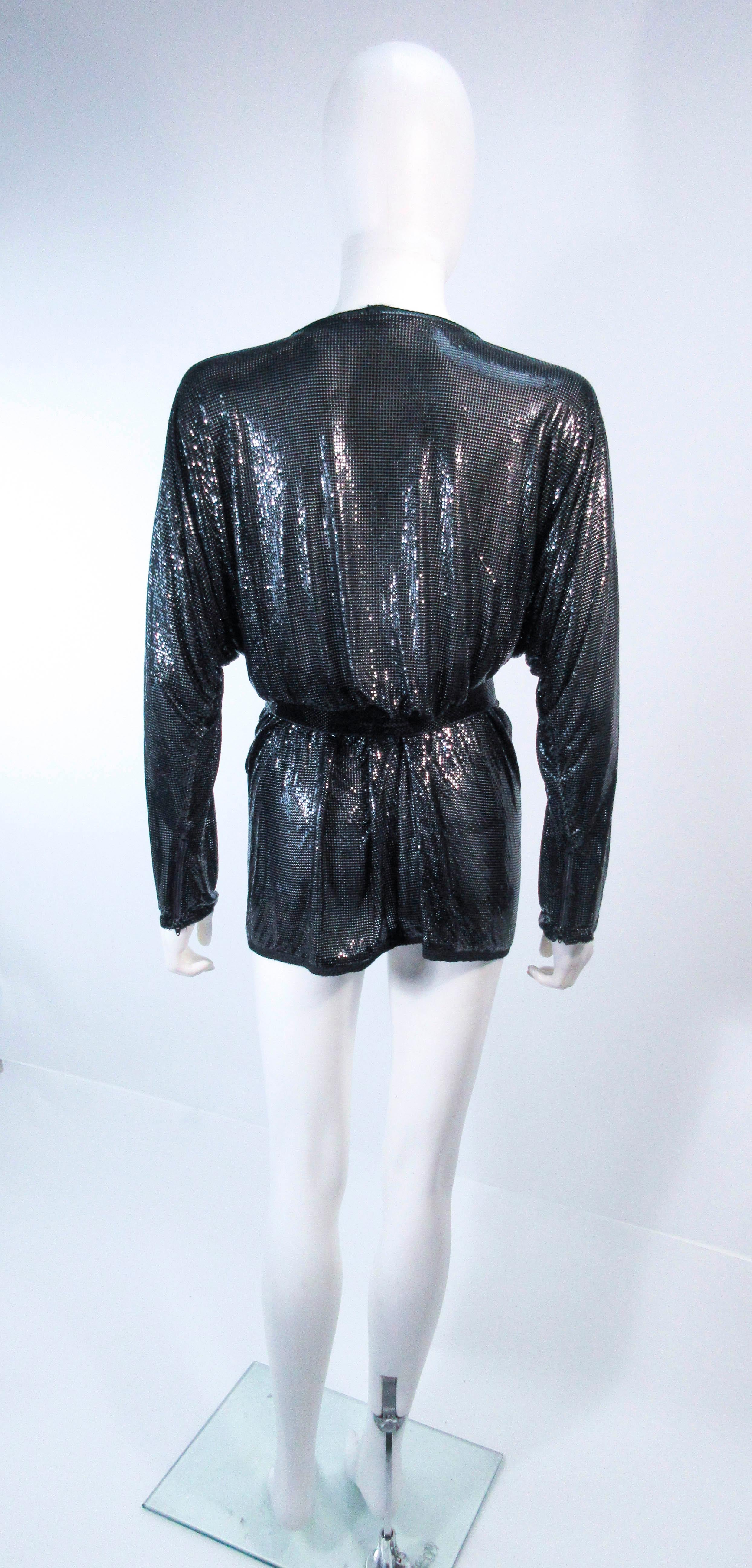 WHITING & DAVIS Black Mesh Draped Batwing Jacket with Belt Size M/L 6