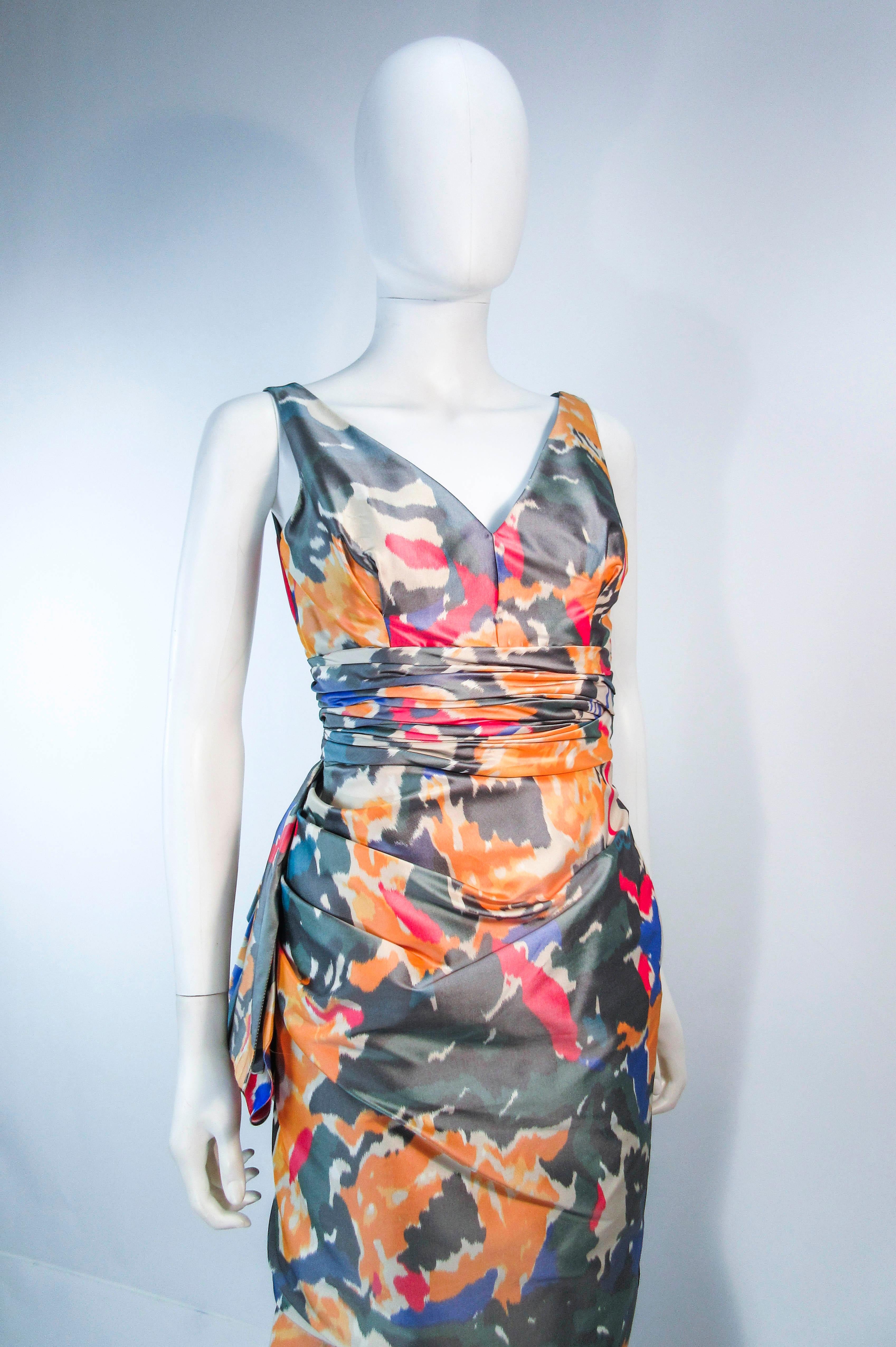 Gray Oscar de la Renta Silk Abstract Ikat Gown  For Sale