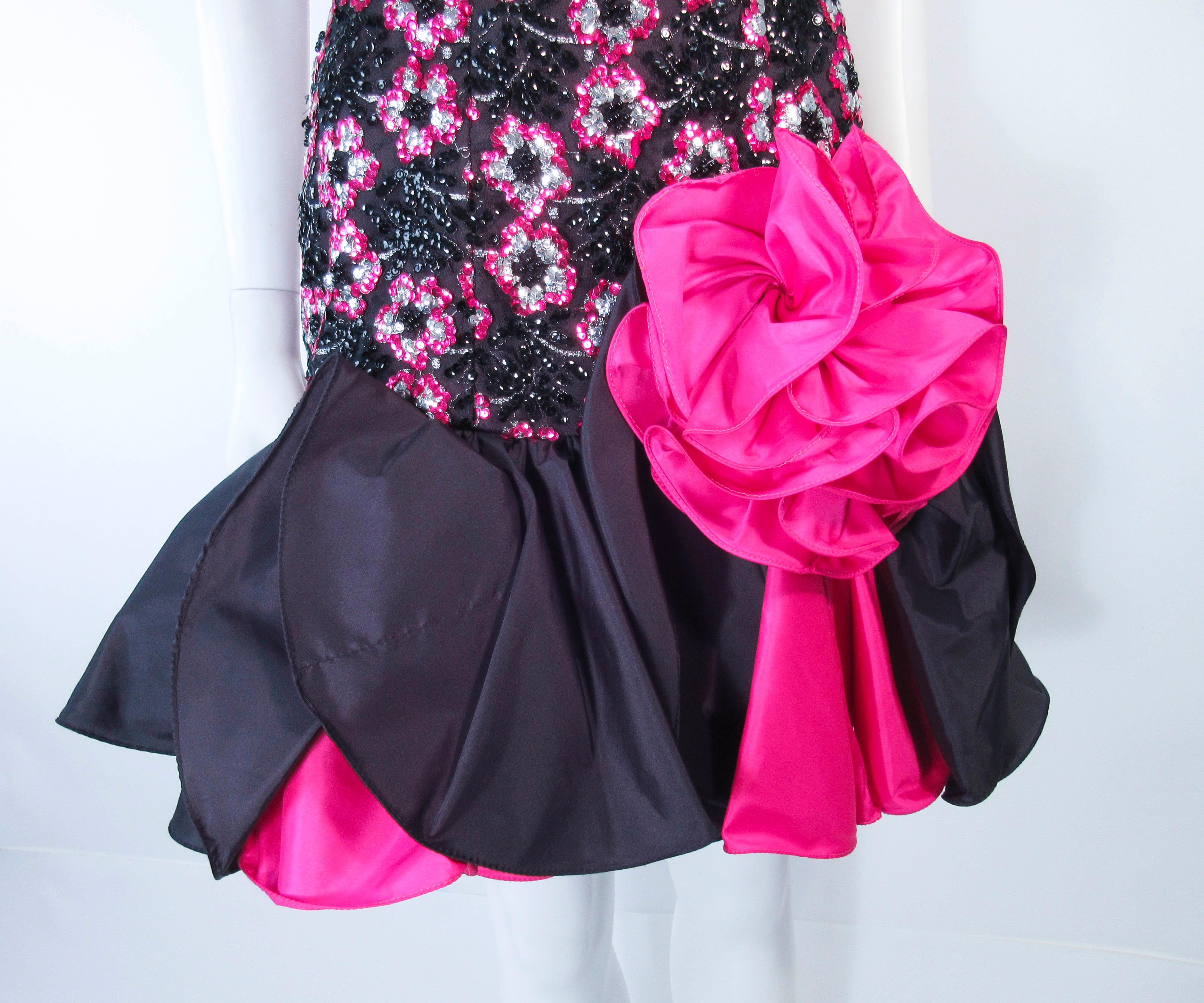 pink sequin ruffle dress