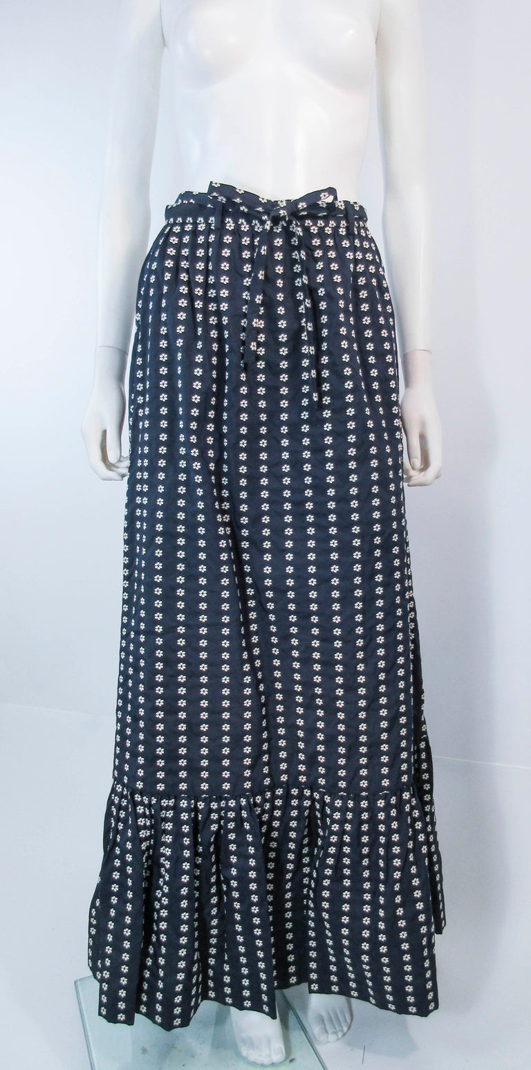 VALENTINO Vintage 1970's Long Navy and White Belted Maxi Skirt Size 8 ...