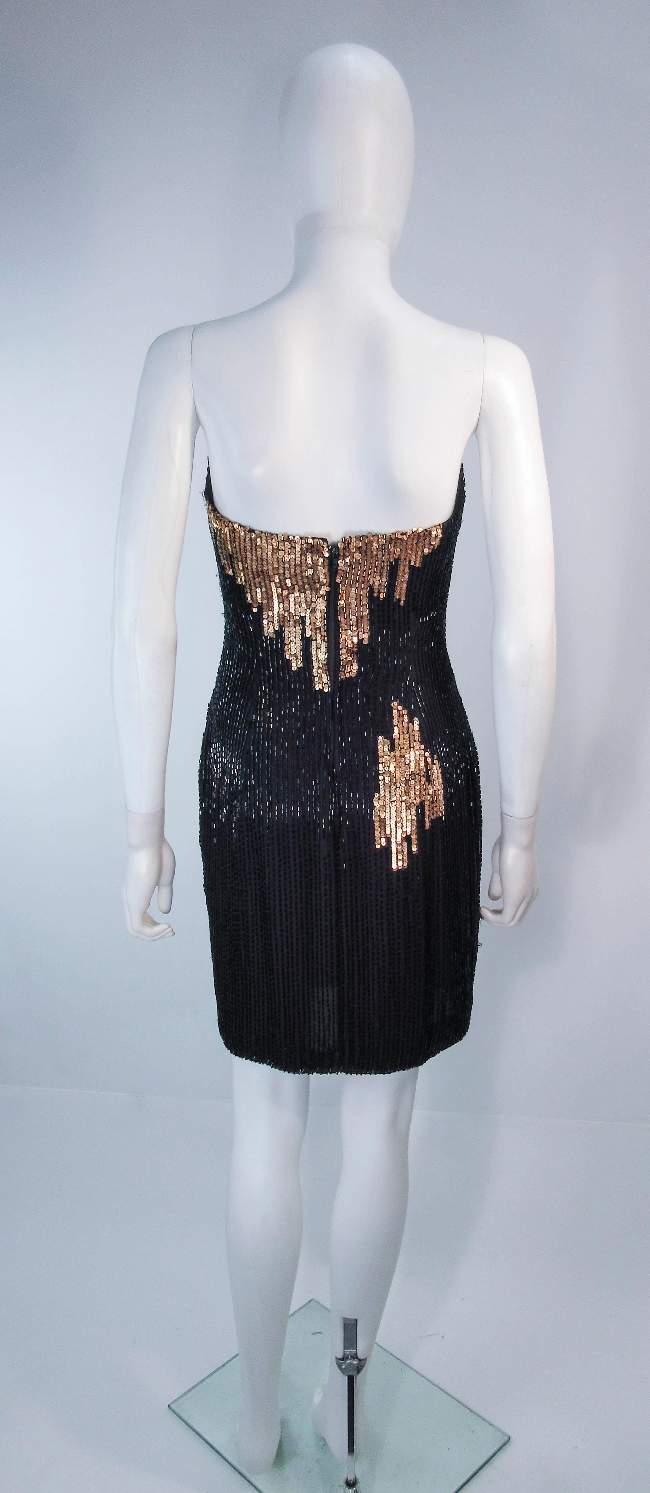 Bob Mackie Black and Gold Beaded Cocktail Dress with Structured Bust  5