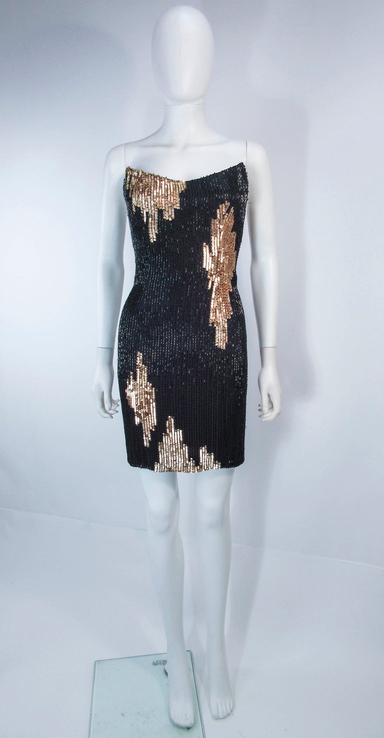 Bob Mackie Black And Gold Beaded Cocktail Dress With Structured Bust At 