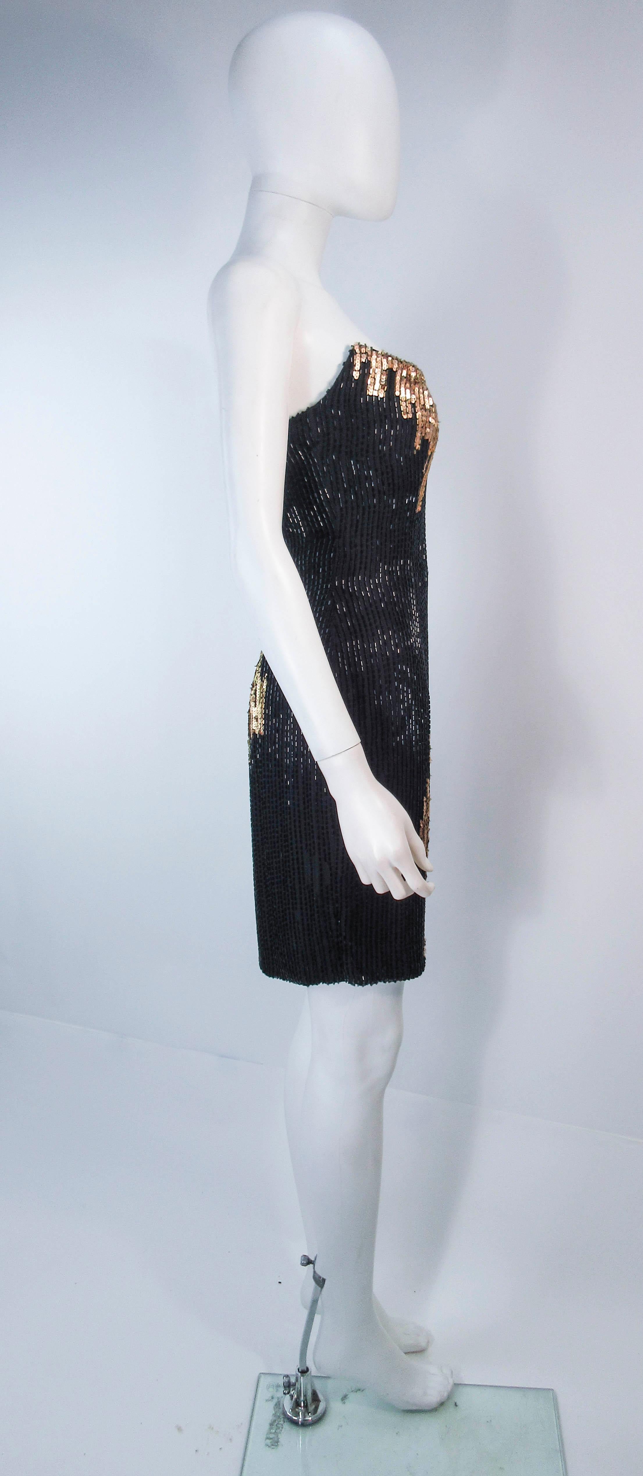 Bob Mackie Black and Gold Beaded Cocktail Dress with Structured Bust  4