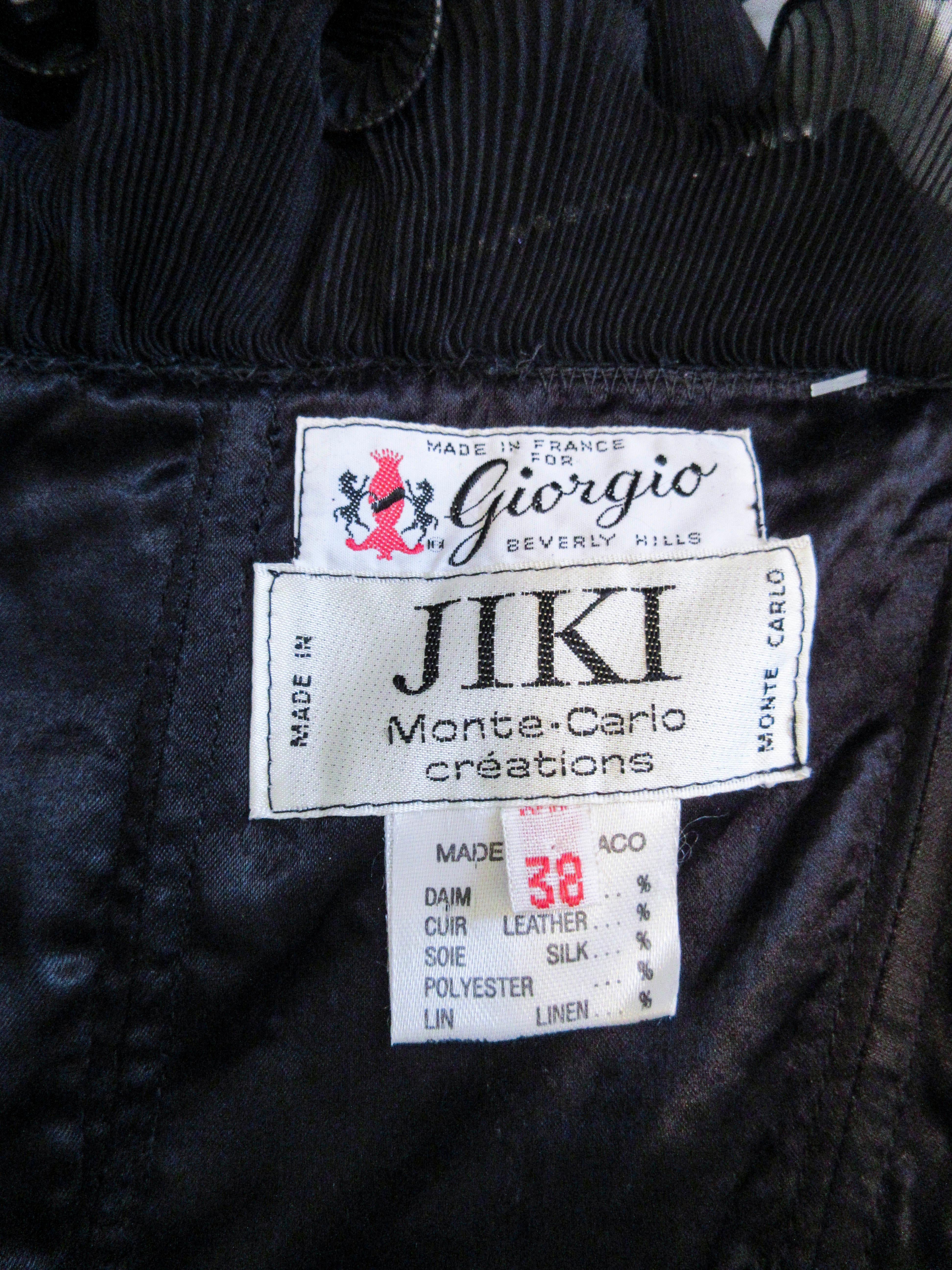 JIKI Monte-Carlo Creation Black Pleated Ruffle Rhinestone Cocktail Dress Size 38 For Sale 7