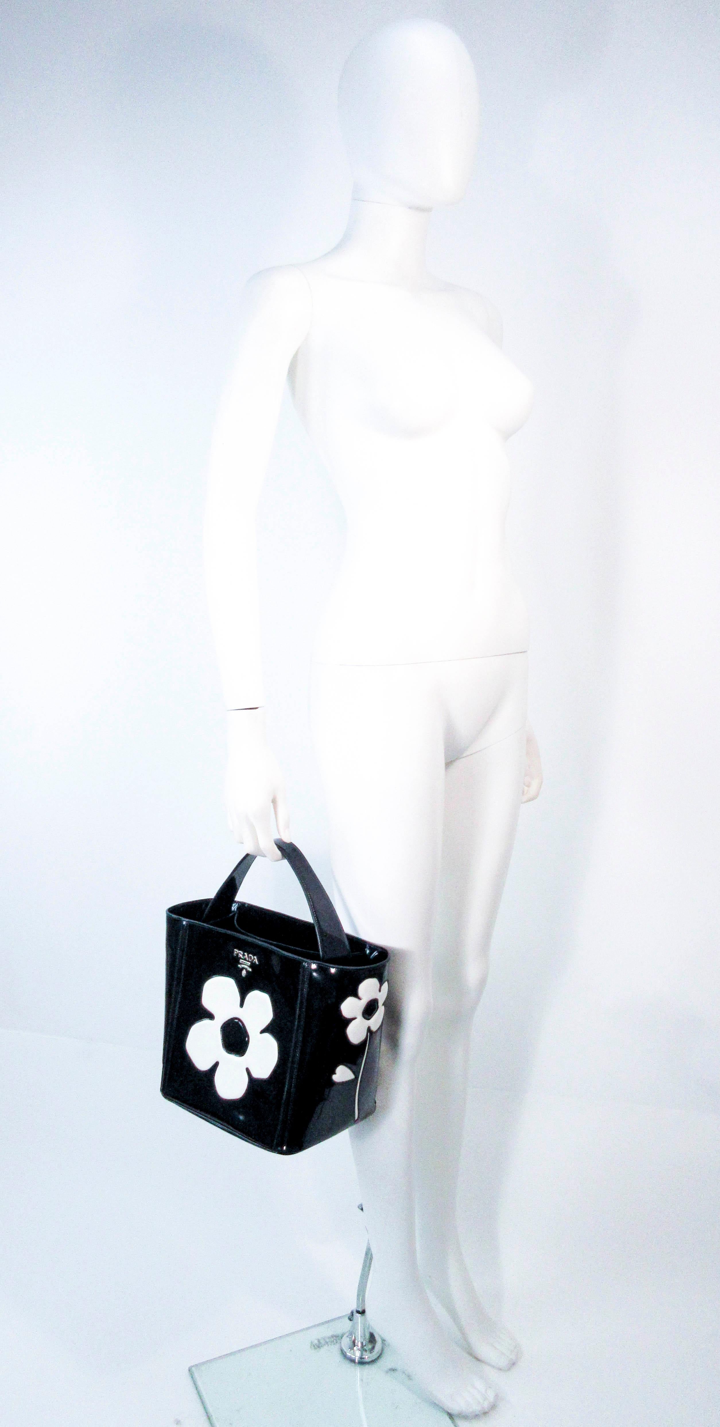 black and white flower purse