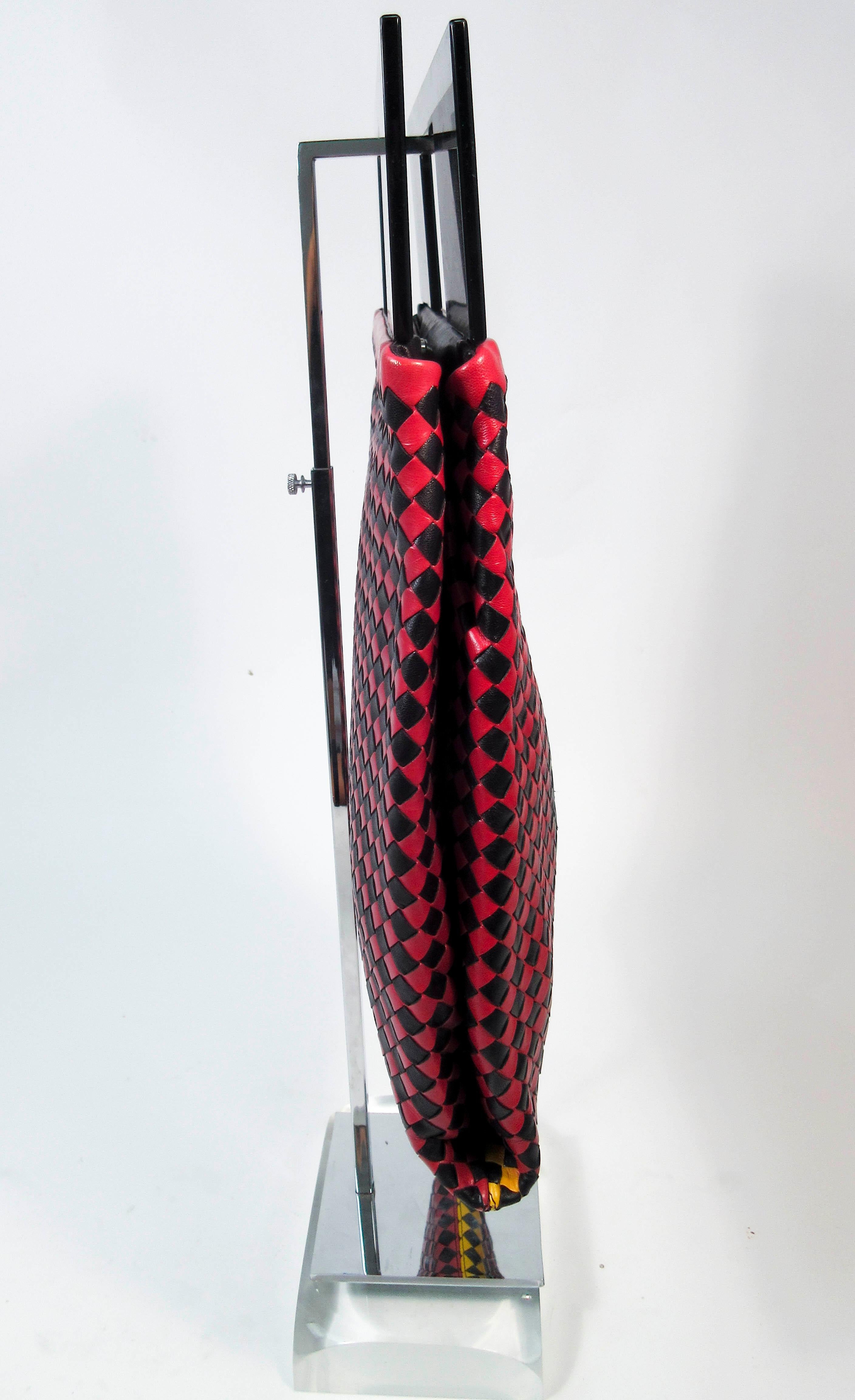 Bottega Veneta Black Yellow Red Woven Large Plastic Shopper High Heel Design 2