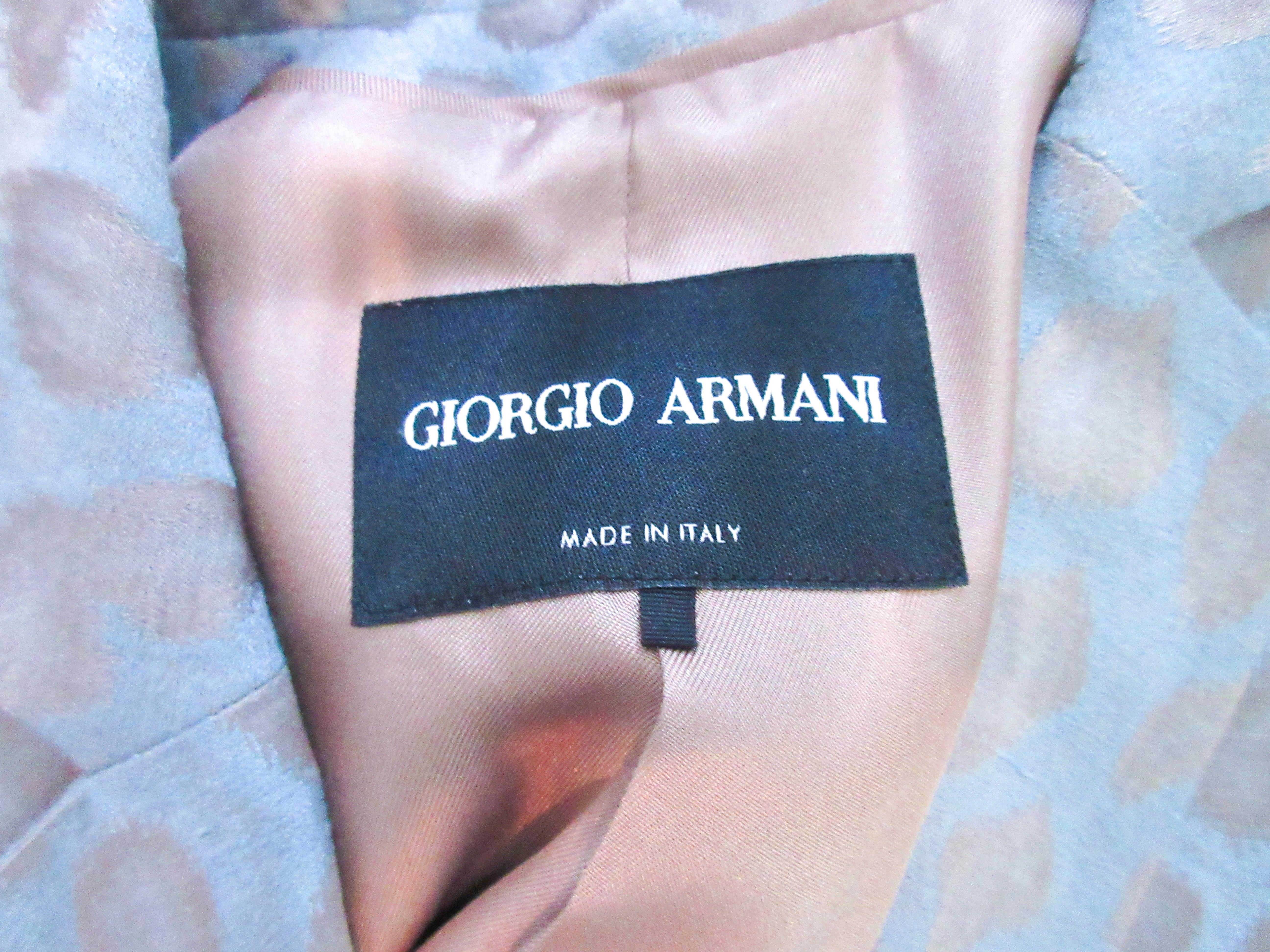 GIORGIO ARMANI Blue Animal Pattern Silk Jacket with Gold Studs Size 42  5