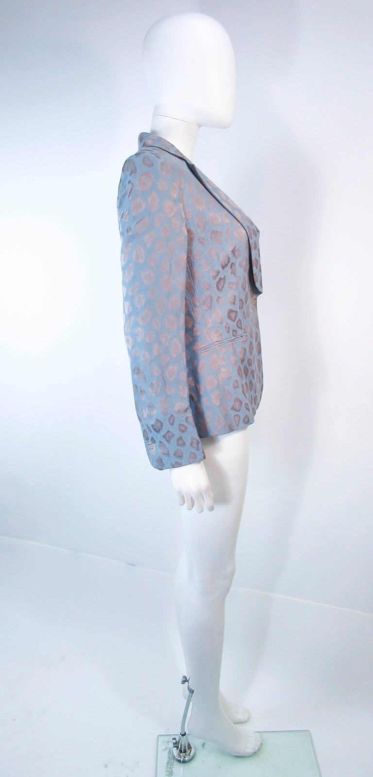 GIORGIO ARMANI Blue Animal Pattern Silk Jacket with Gold Studs Size 42 ...