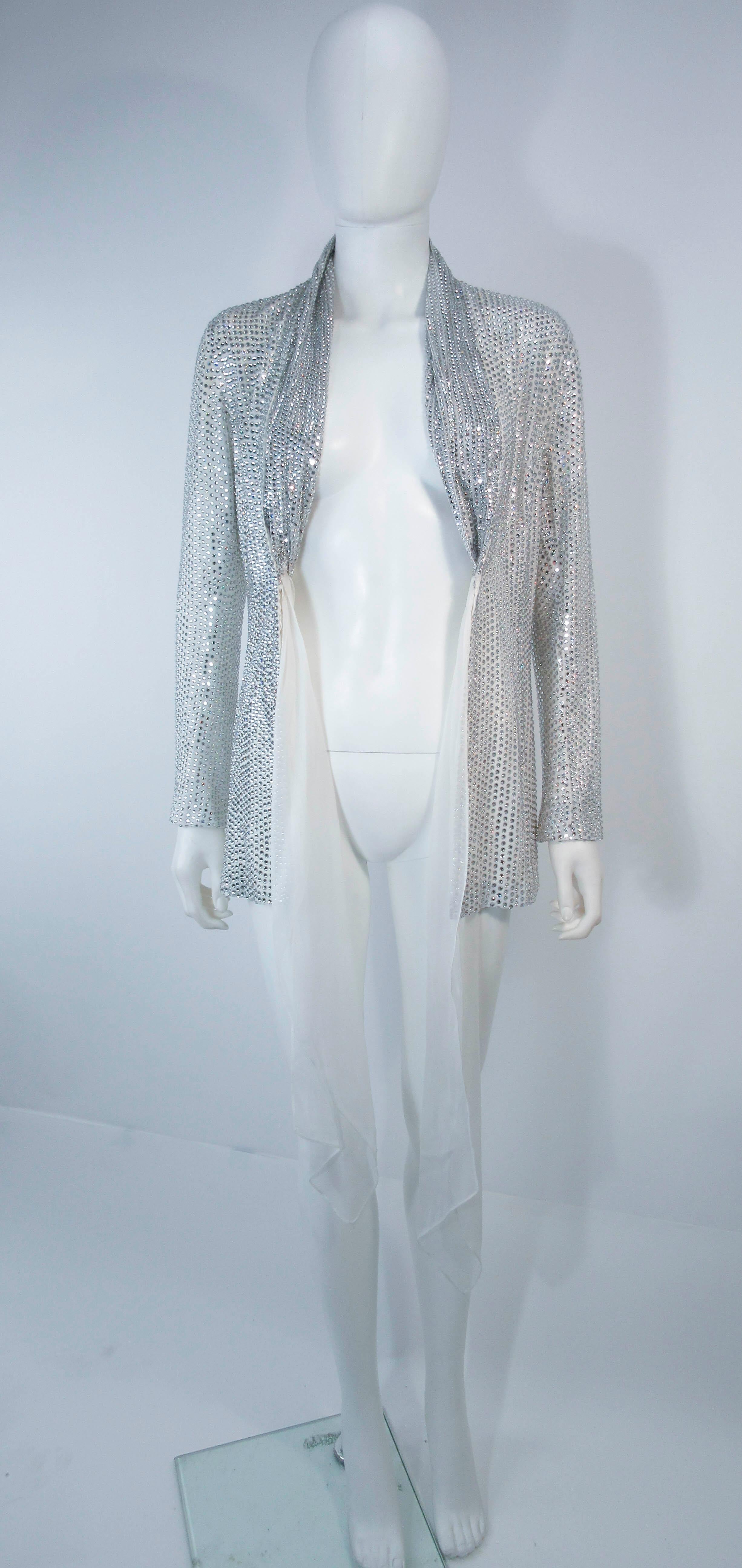 LSO Designs, Silk, All-Over Heat-Pressed Glass Rhinestone Jacket Size Small For Sale 7