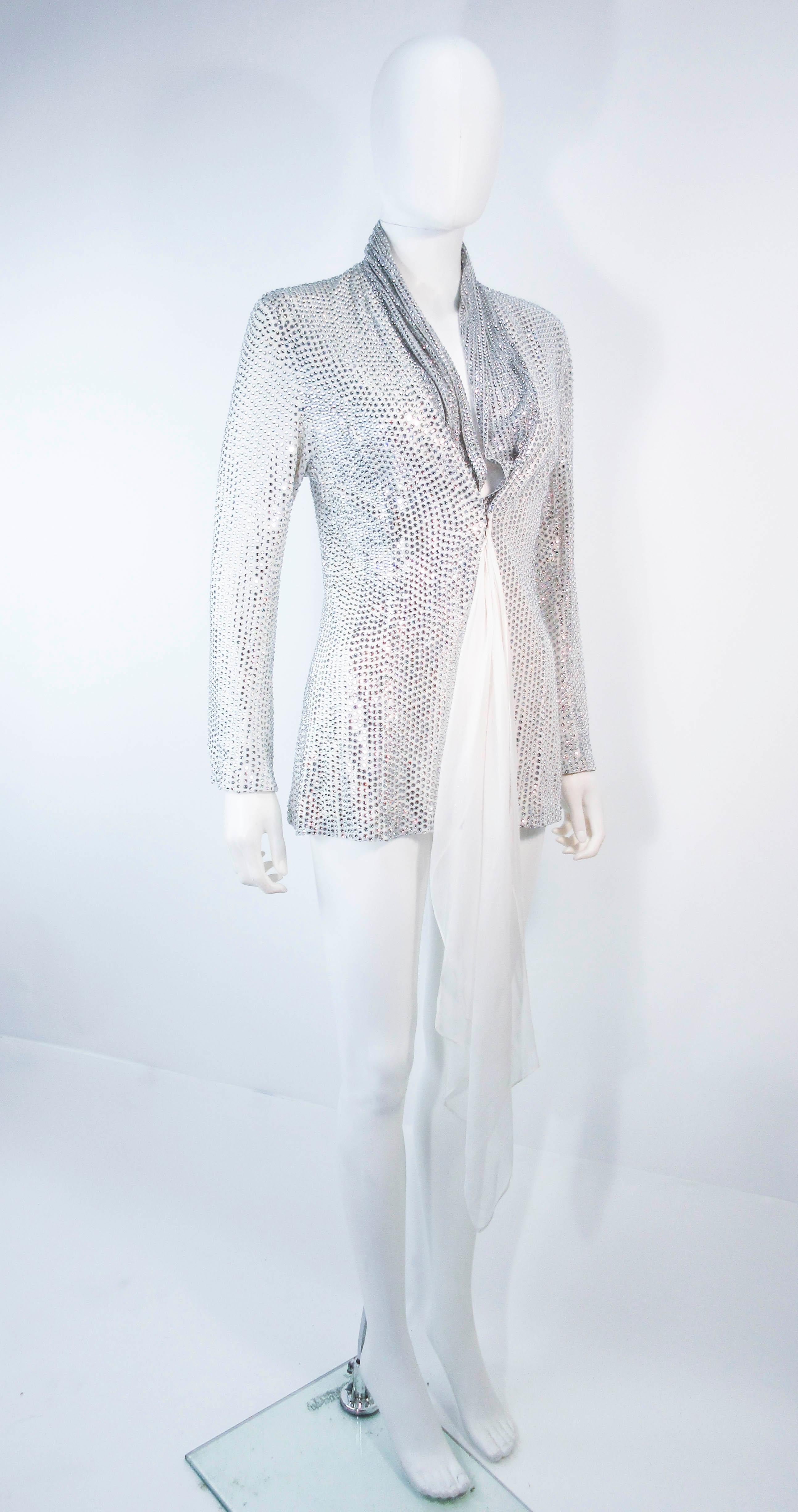 LSO Designs, Silk, All-Over Heat-Pressed Glass Rhinestone Jacket Size Small In New Condition For Sale In Los Angeles, CA