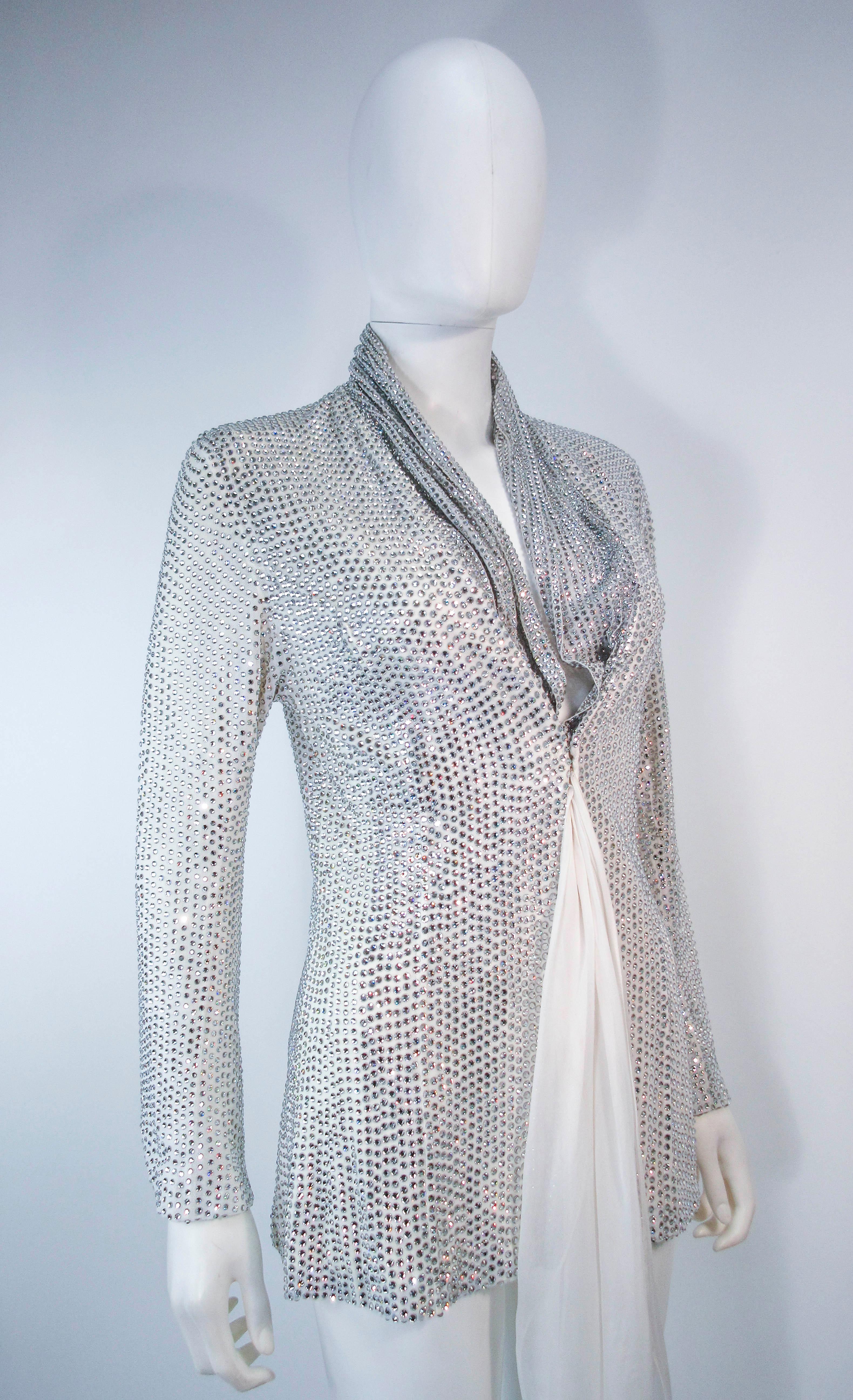 Women's LSO Designs, Silk, All-Over Heat-Pressed Glass Rhinestone Jacket Size Small For Sale