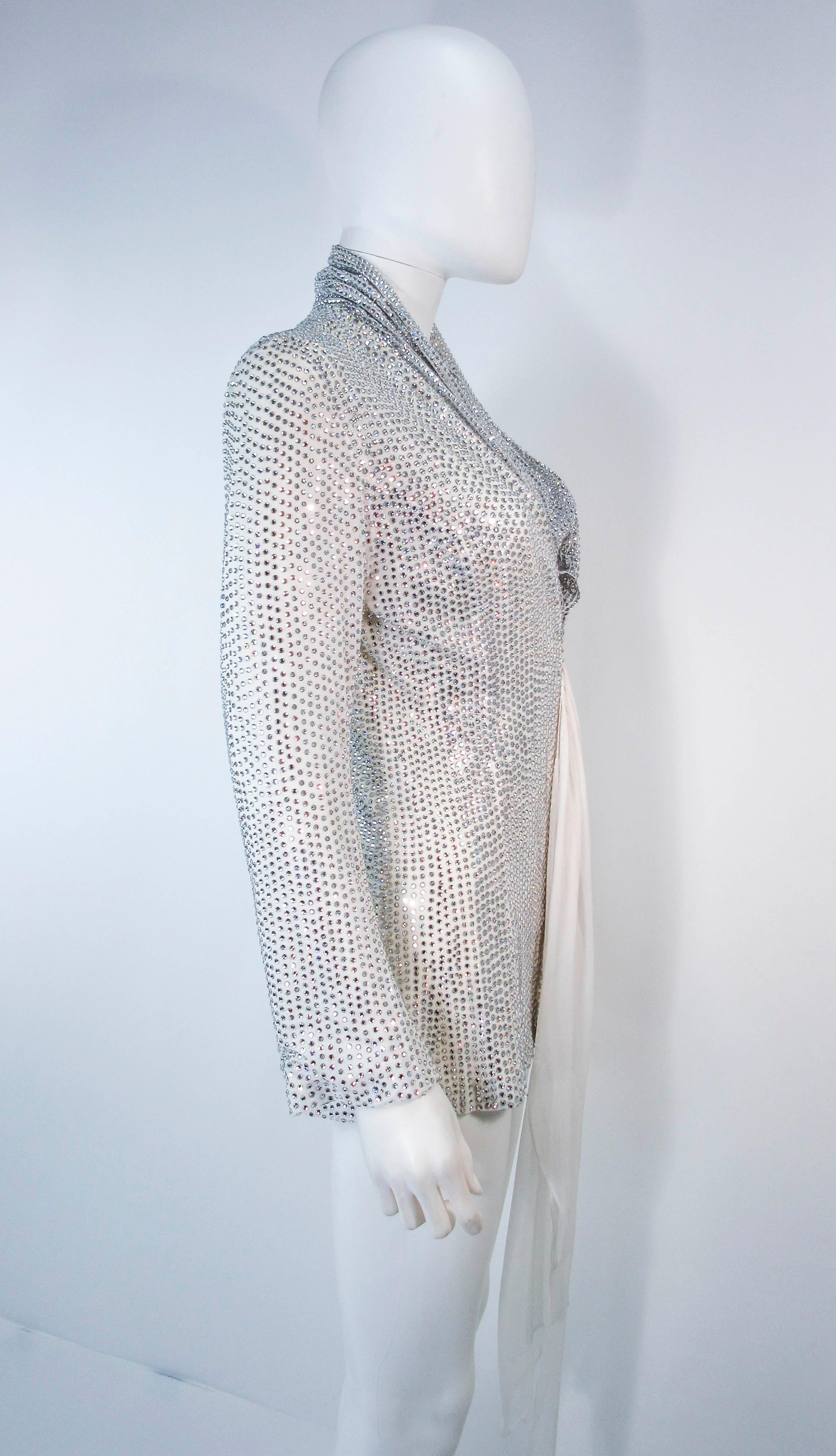 LSO Designs, Silk, All-Over Heat-Pressed Glass Rhinestone Jacket Size Small For Sale 2