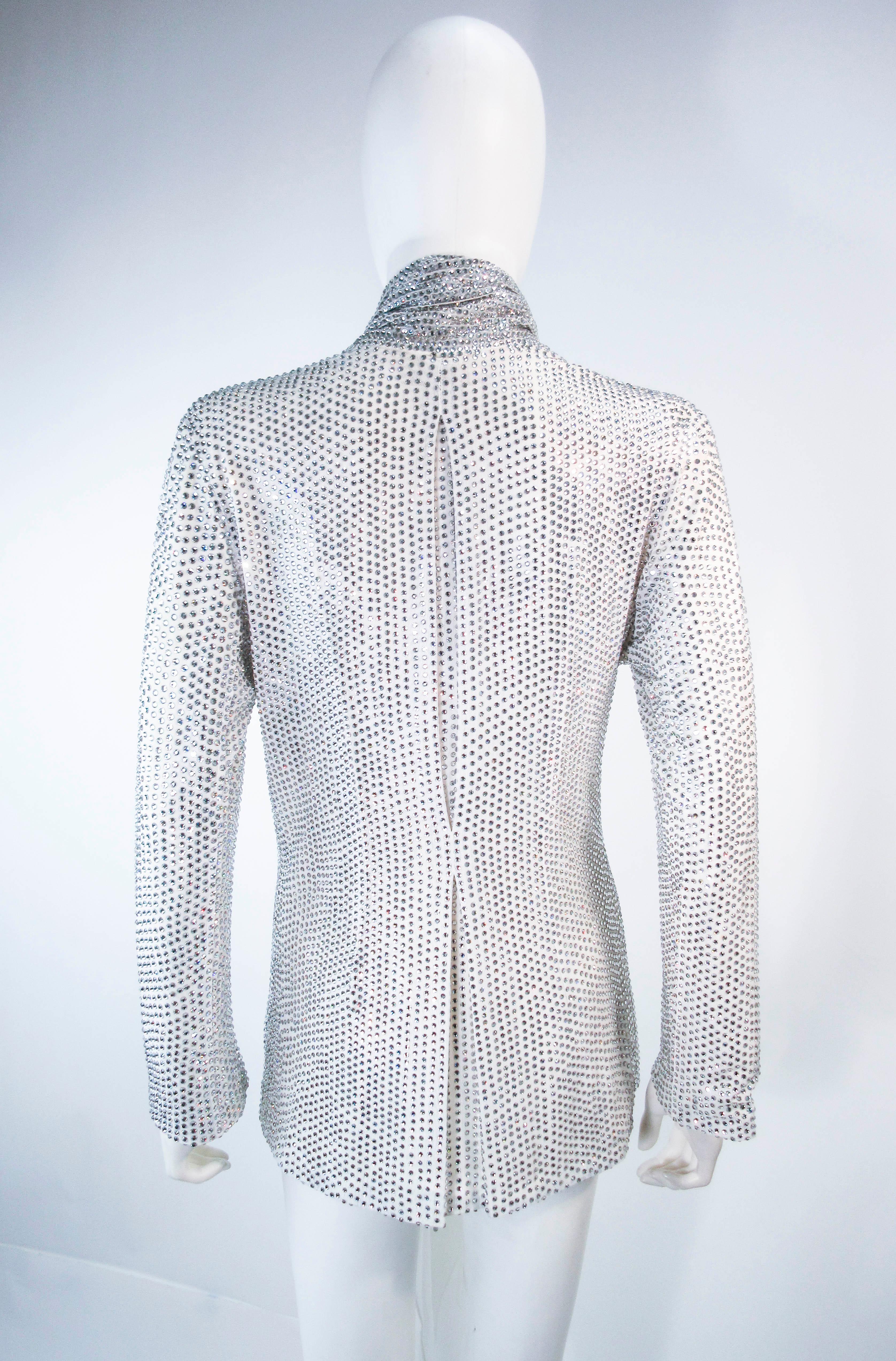 LSO Designs, Silk, All-Over Heat-Pressed Glass Rhinestone Jacket Size Small For Sale 5