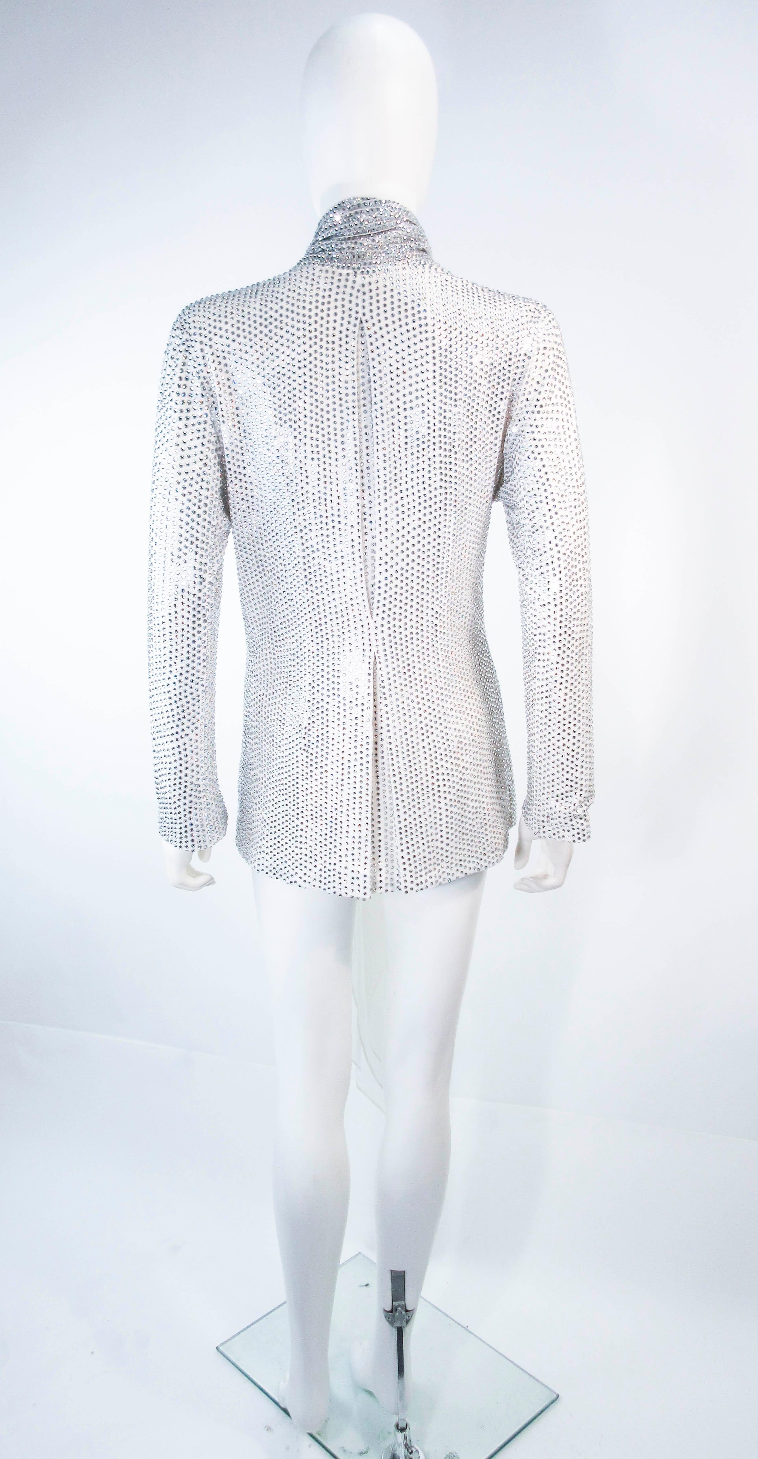 LSO Designs, Silk, All-Over Heat-Pressed Glass Rhinestone Jacket Size Small For Sale 4