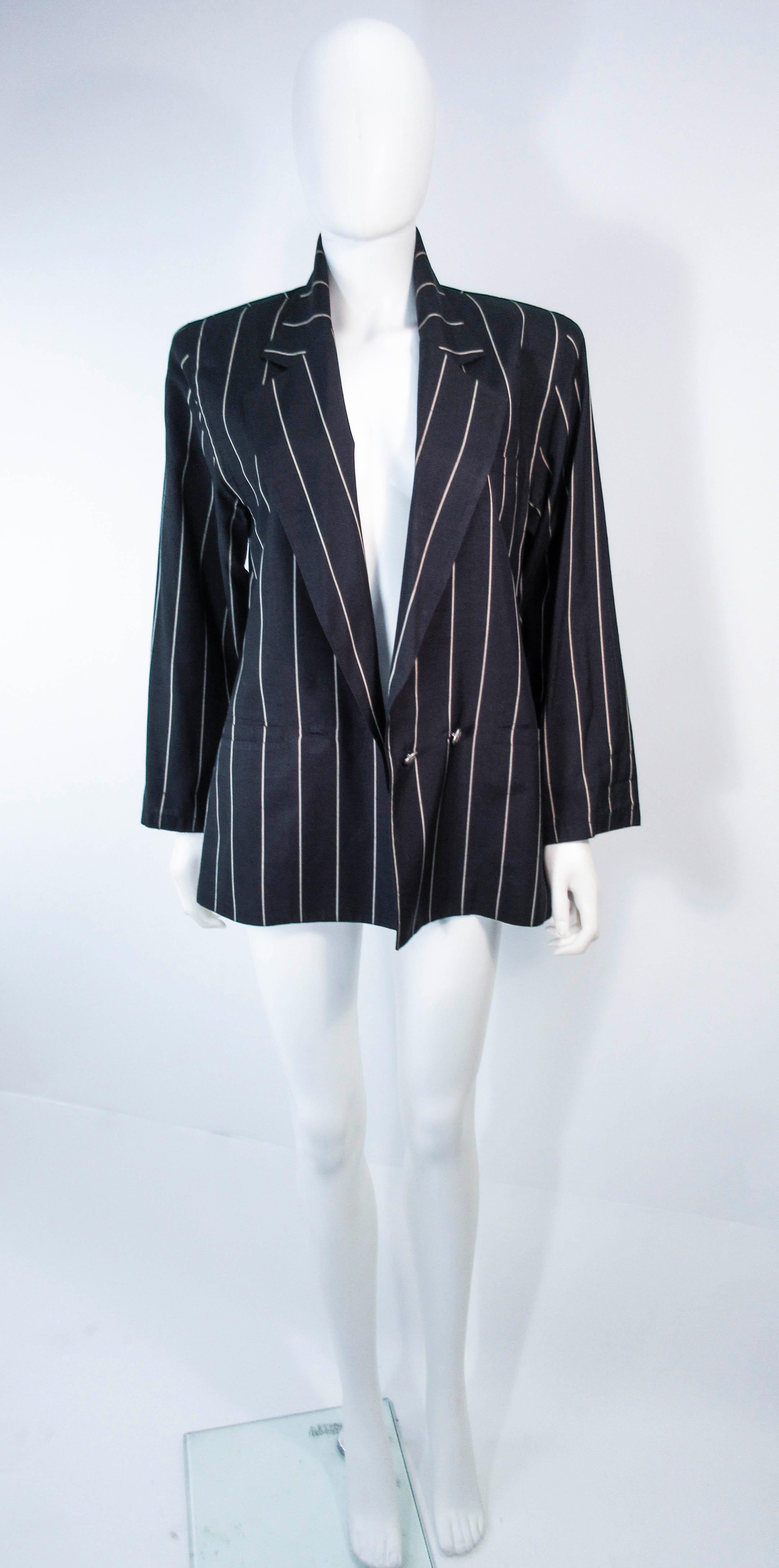 GIANNI VERSACE Black & Cream Striped Jacket Size 6 For Sale 1