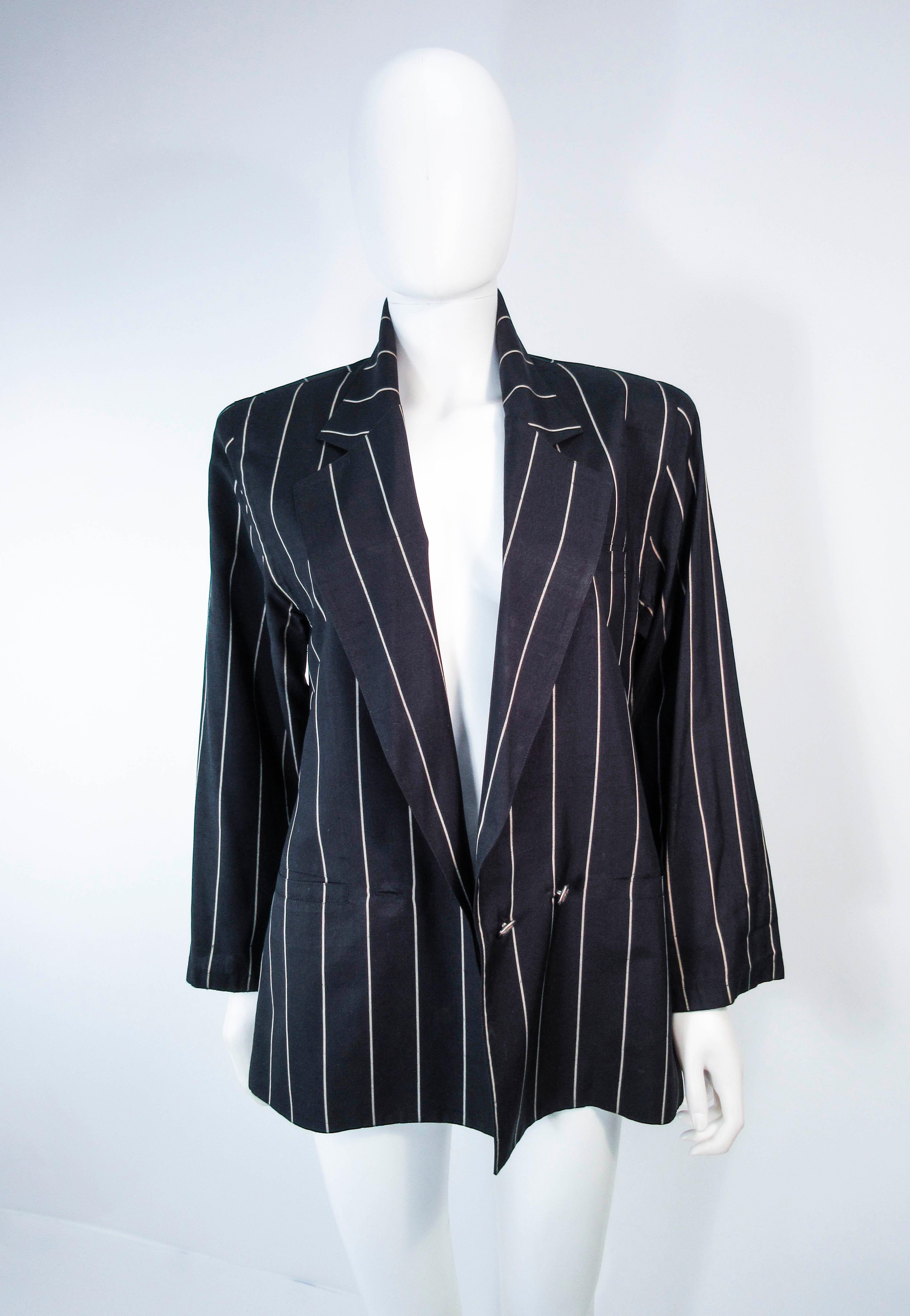 Women's GIANNI VERSACE Black & Cream Striped Jacket Size 6 For Sale