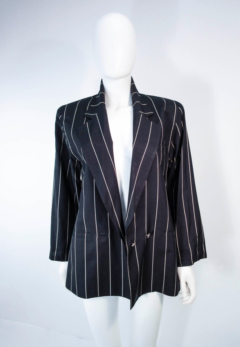 GIANNI VERSACE Black and Cream Striped Jacket Size 6 For Sale at 1stDibs