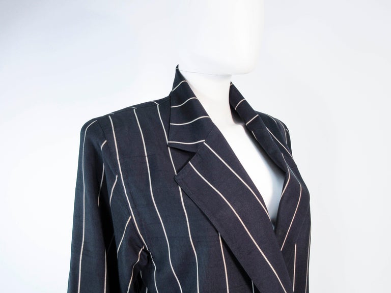 GIANNI VERSACE Black and Cream Striped Jacket Size 6 For Sale at 1stDibs