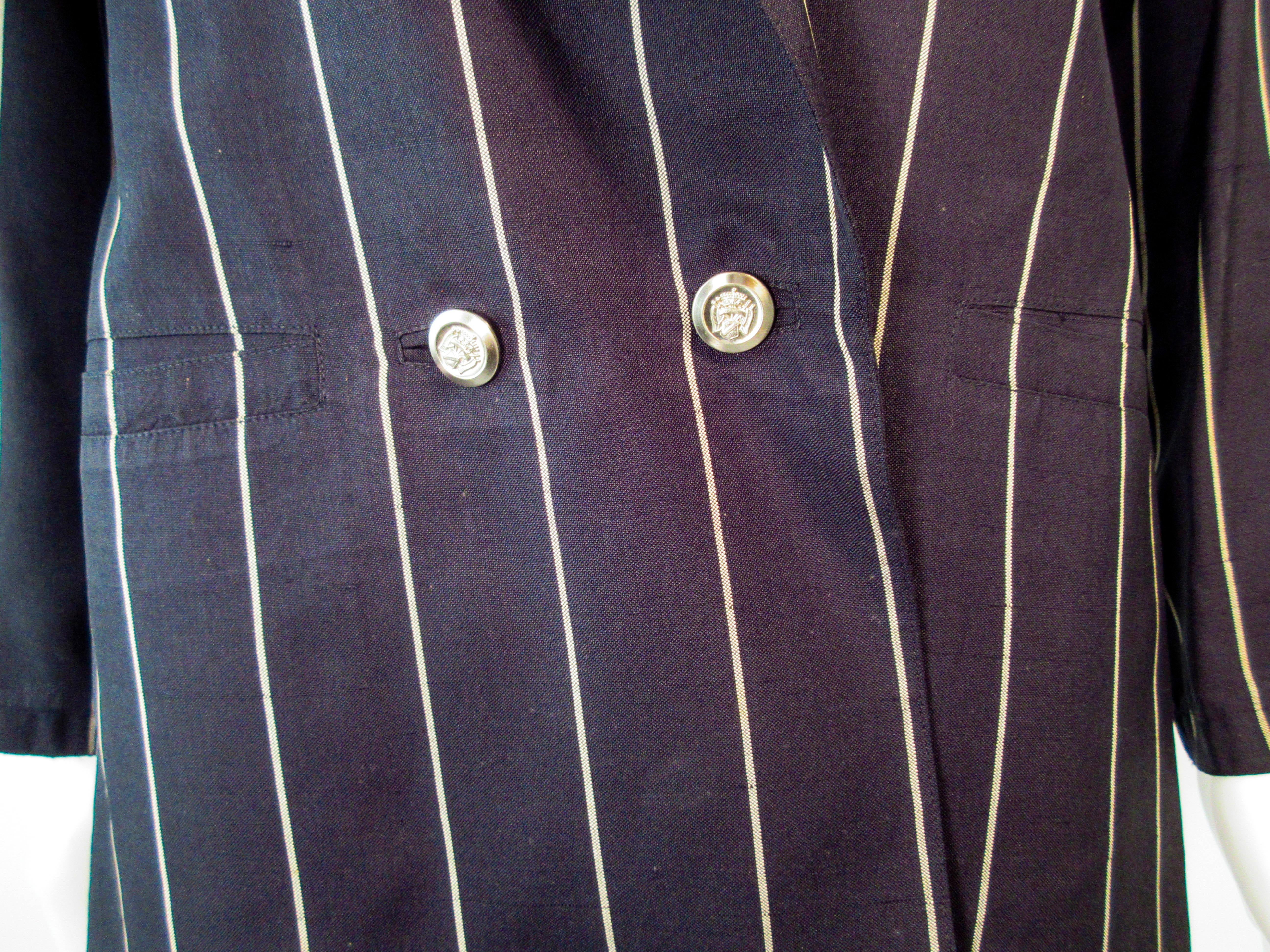 GIANNI VERSACE Black & Cream Striped Jacket Size 6 For Sale 3