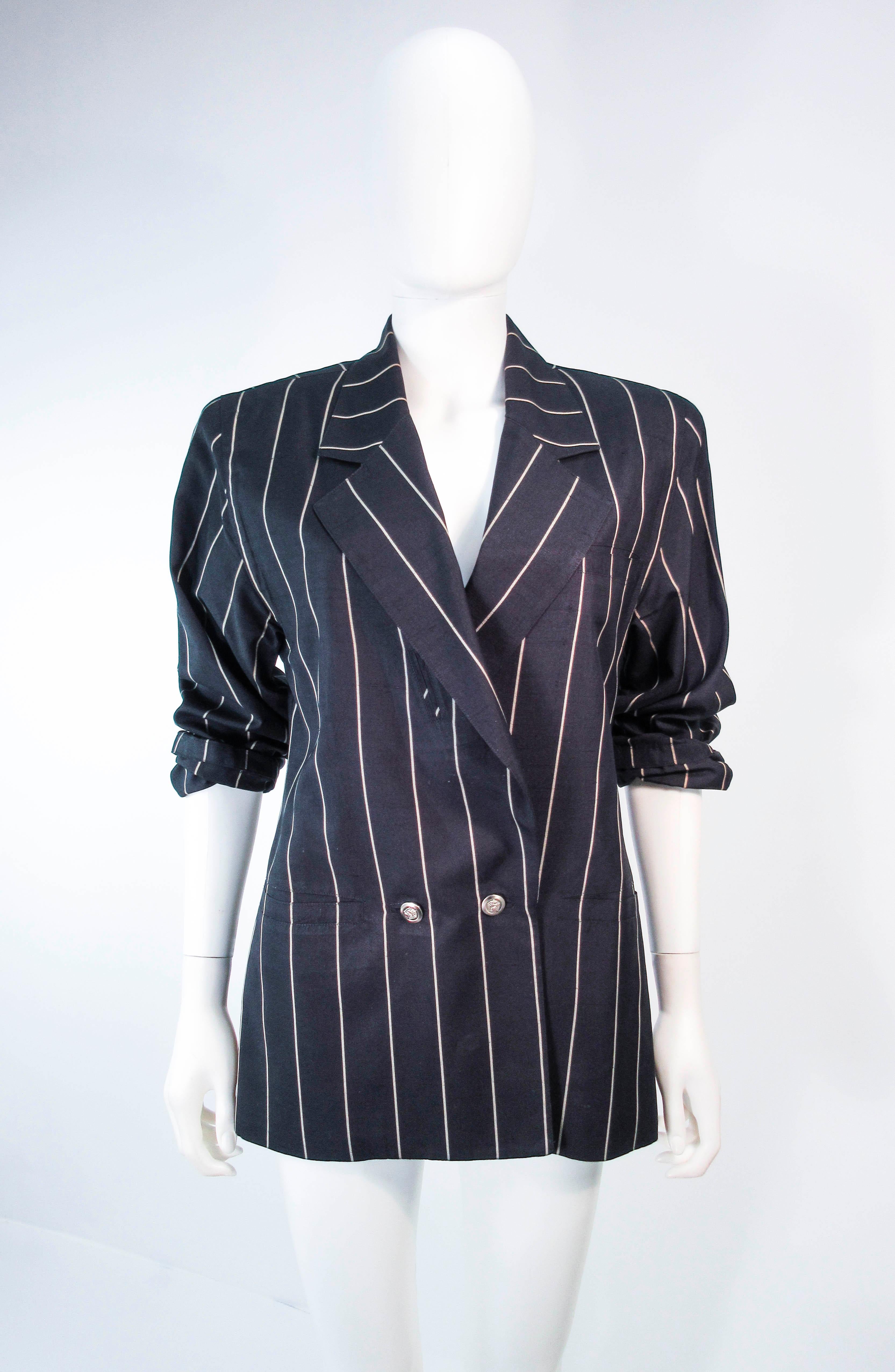 GIANNI VERSACE Black & Cream Striped Jacket Size 6 In Excellent Condition For Sale In Los Angeles, CA