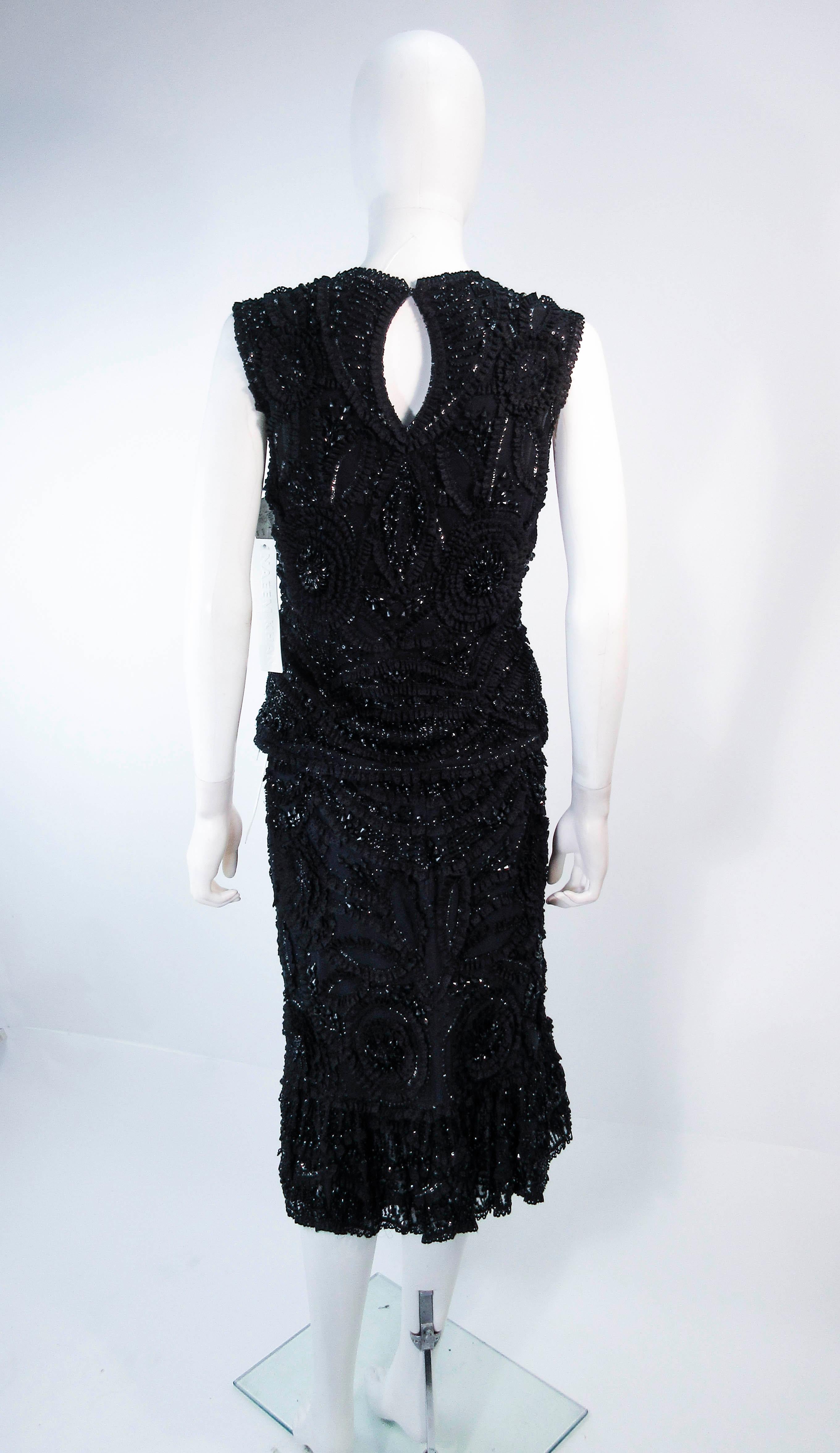 NAEEM KHAN 2pc Black Beaded Skirt & Top Stretch Ensemble Size 8 10  For Sale 6